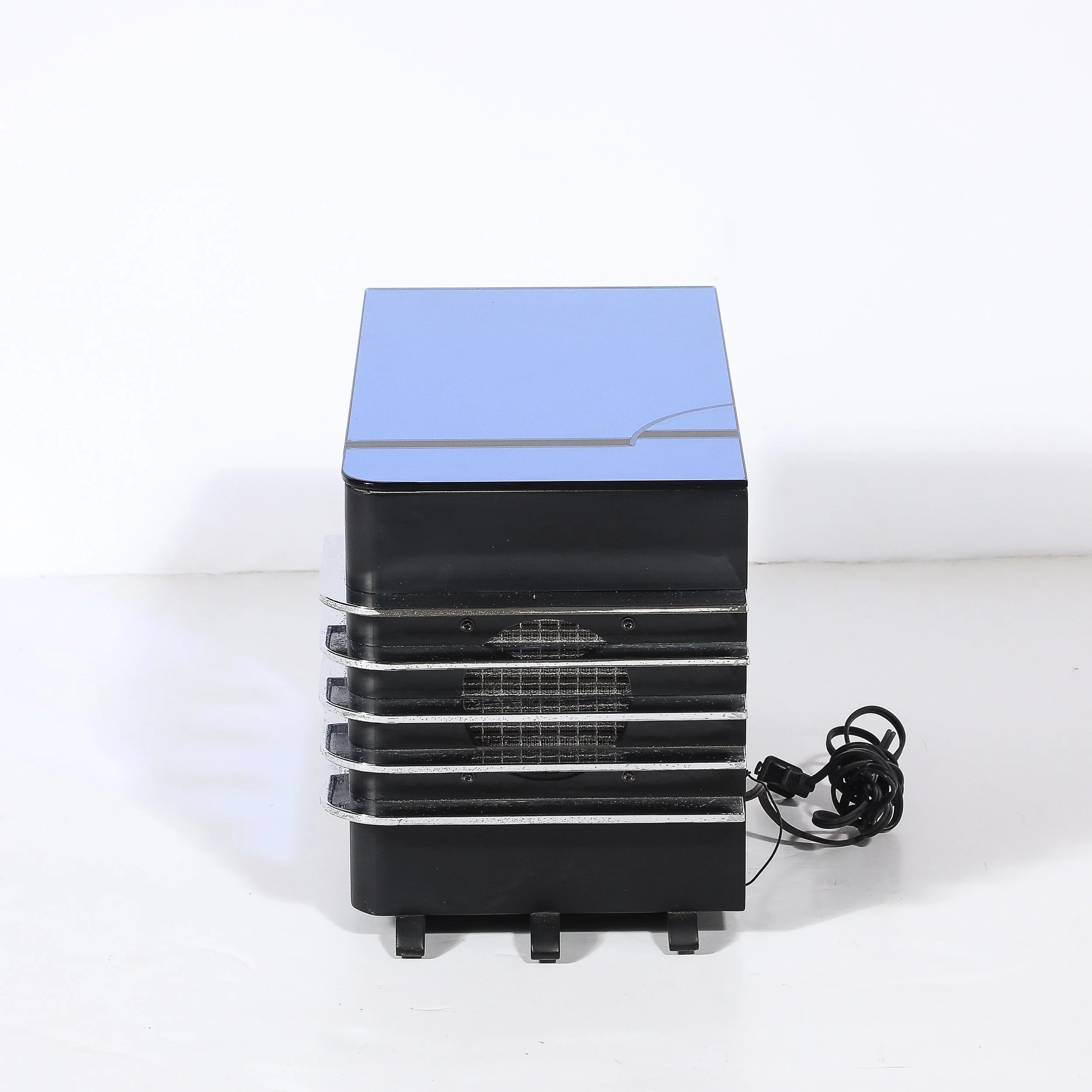 Art Deco Style Crosley CR38 Sleigh Radio in Blue Glass & Chrome - High Style Deco 6.jpg