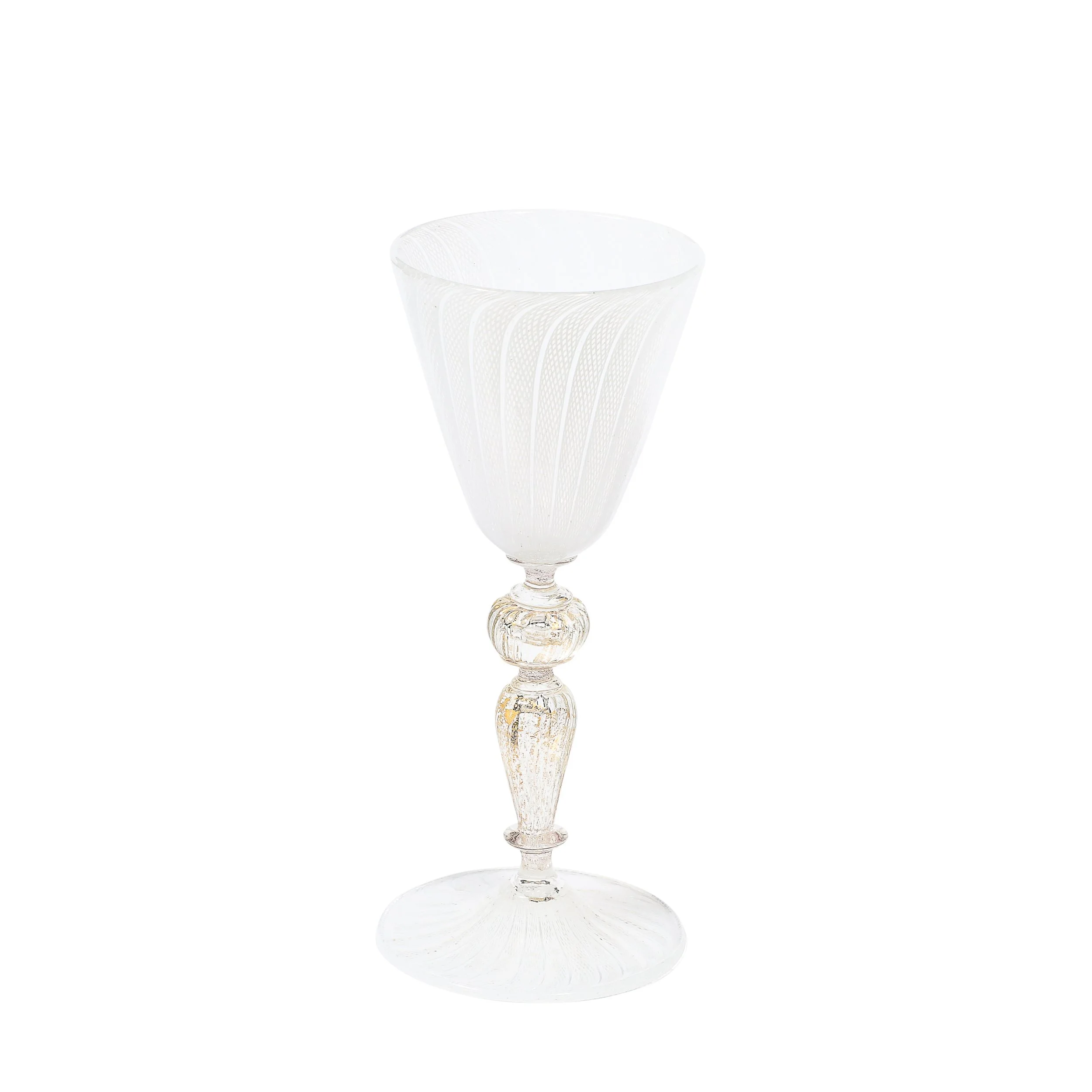 Set of 8 Antique Hand-Blown Latticino Murano Wine Glasses W:24K Gold by Salviati - High Style Deco 8.jpg