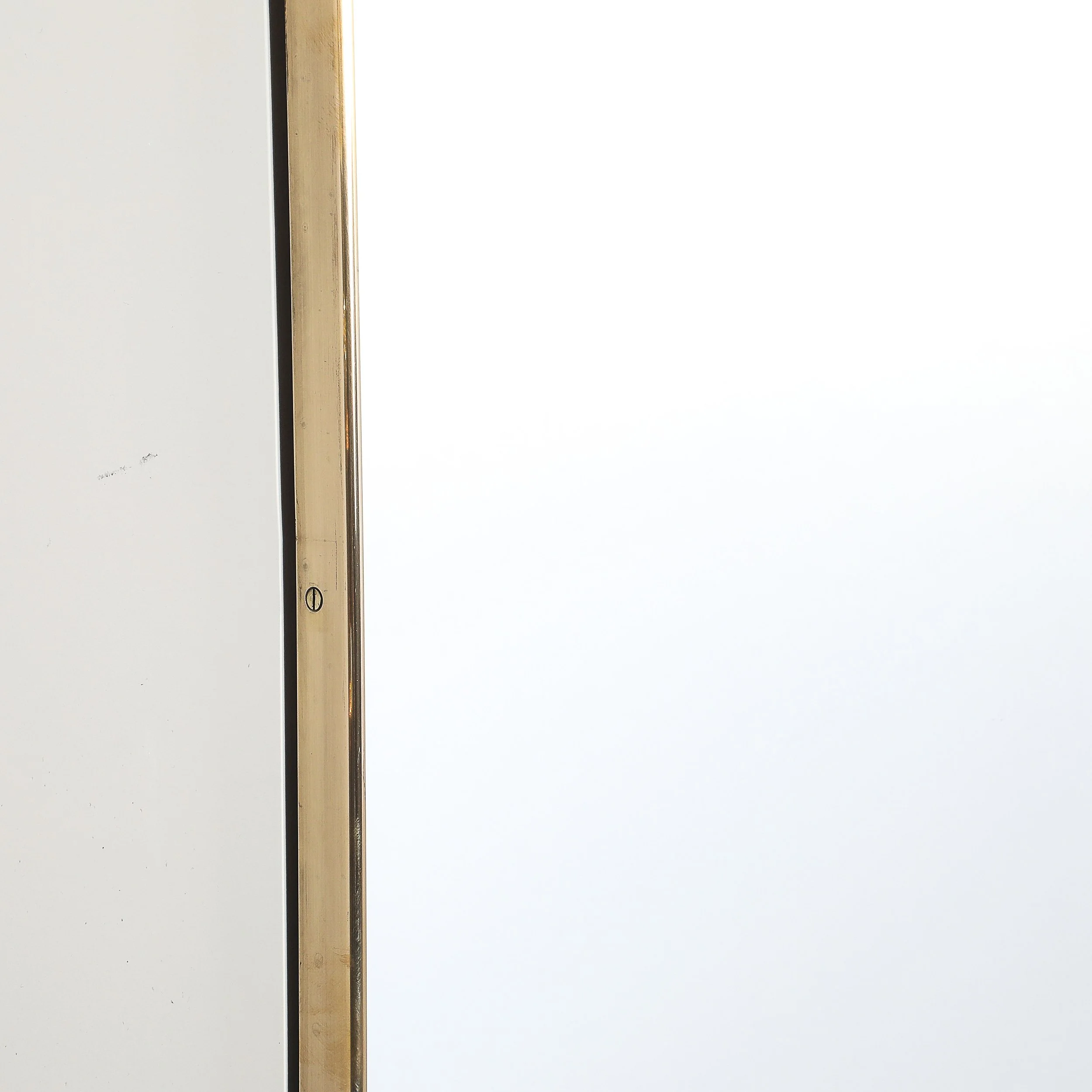 Mid-Century Modernist Elongated Brass Wrapped Mirror with Curved Top Detailing - High Style Deco 3.jpg