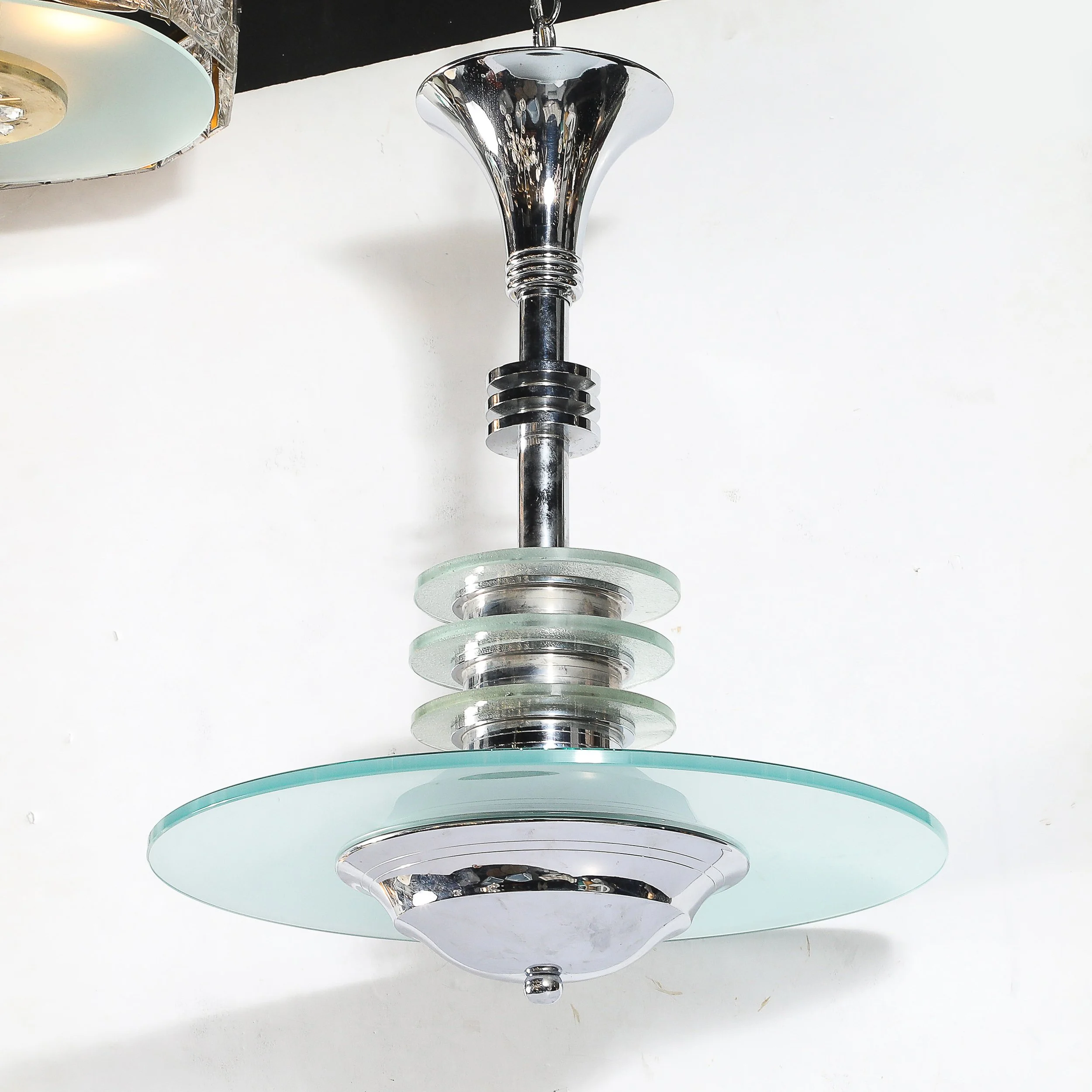 Art Deco Machine Age Chrome & Glass Pendant Chandelier - High Style Deco 8.jpg