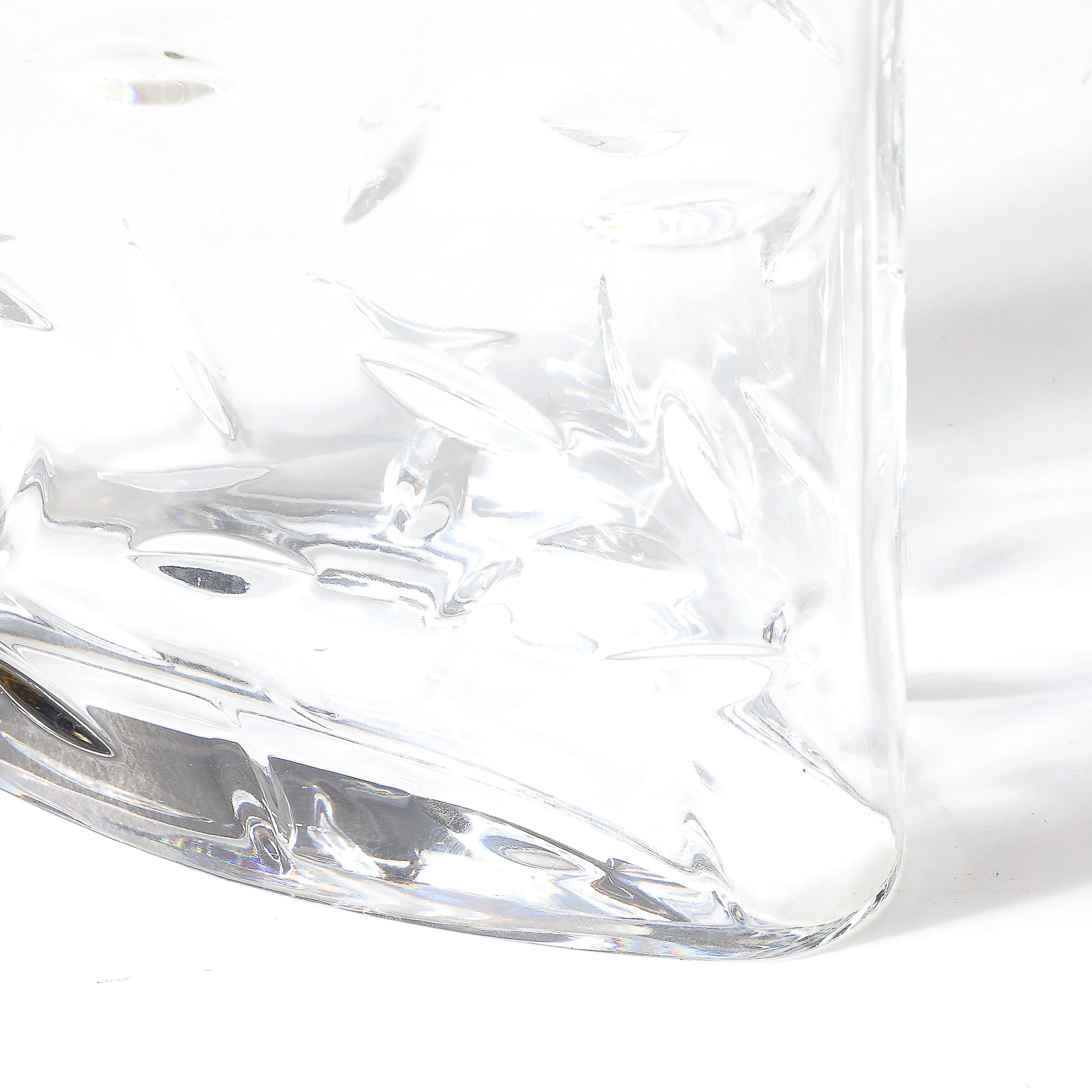 Mid-Century Modernist Cut Crystal Vase w: Leaf Form Motif Signed Tiffany and Co - High Style Deco 4.jpg