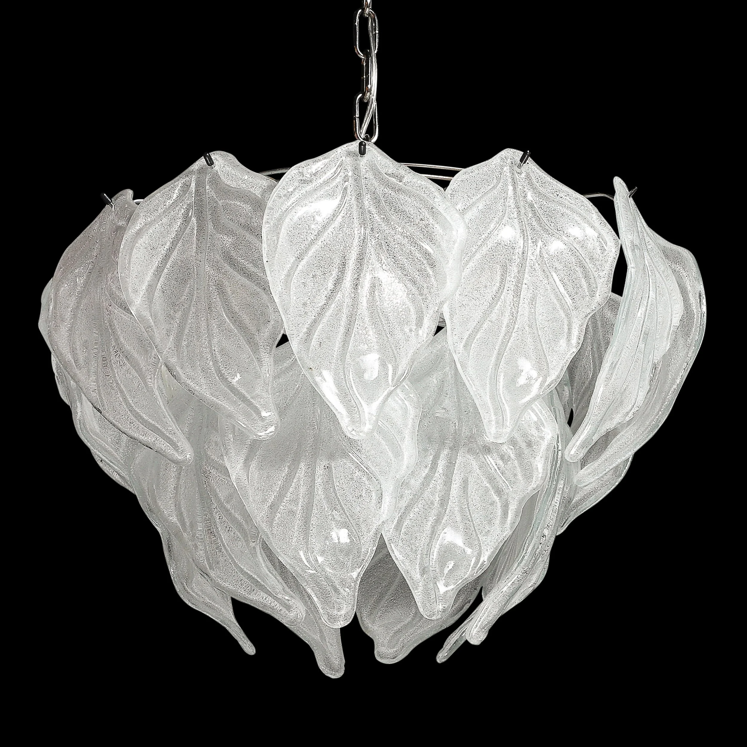 Mid-Century Hand-Blown Leaf Form Mottled Murano Glass Chandelier by Mazzega - High Style Deco 16.jpg