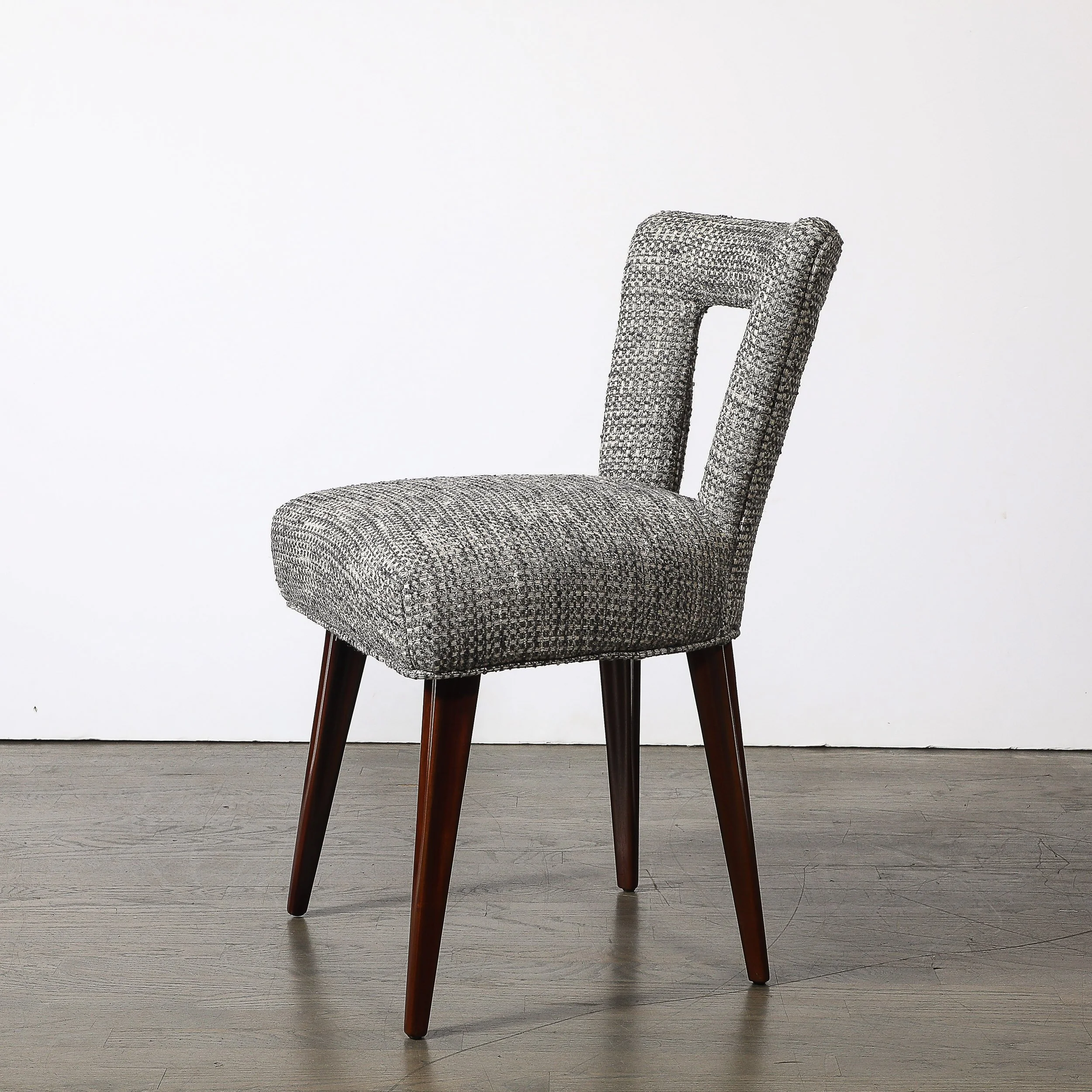 Set of 4 Mid-Century Open Back Upholstered Dining Chairs w: Splayed Tapered Legs - High Style Deco 7.jpg