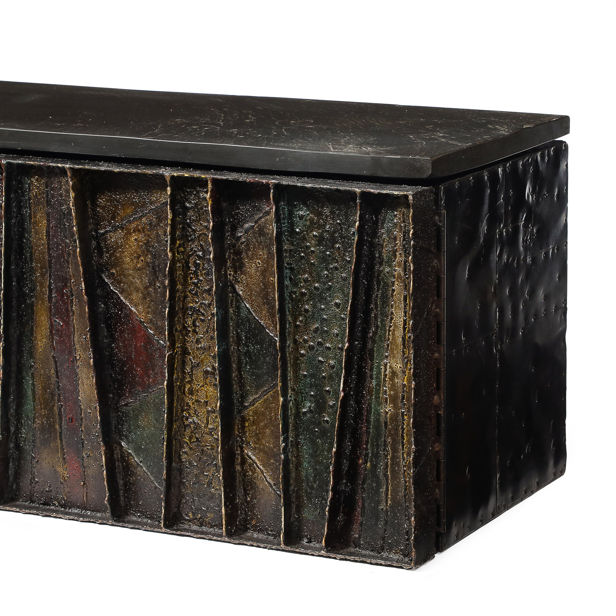 Mid-Century Brutalist Wall Mounted Patchwork Console Table Signed Paul Evans - High Style Deco 11.jpg