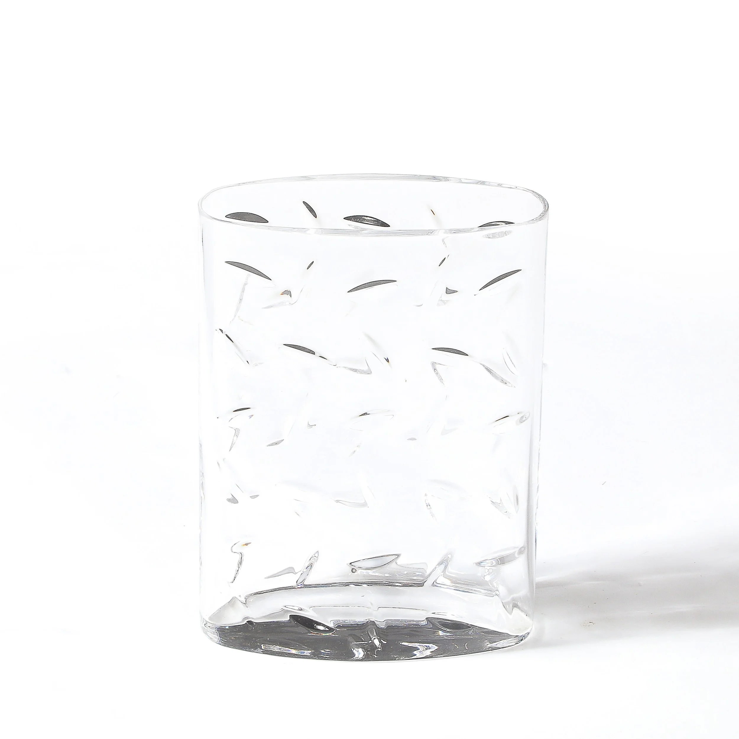 Mid-Century Modernist Cut Crystal Vase w: Leaf Form Motif Signed Tiffany and Co - High Style Deco 1.jpg