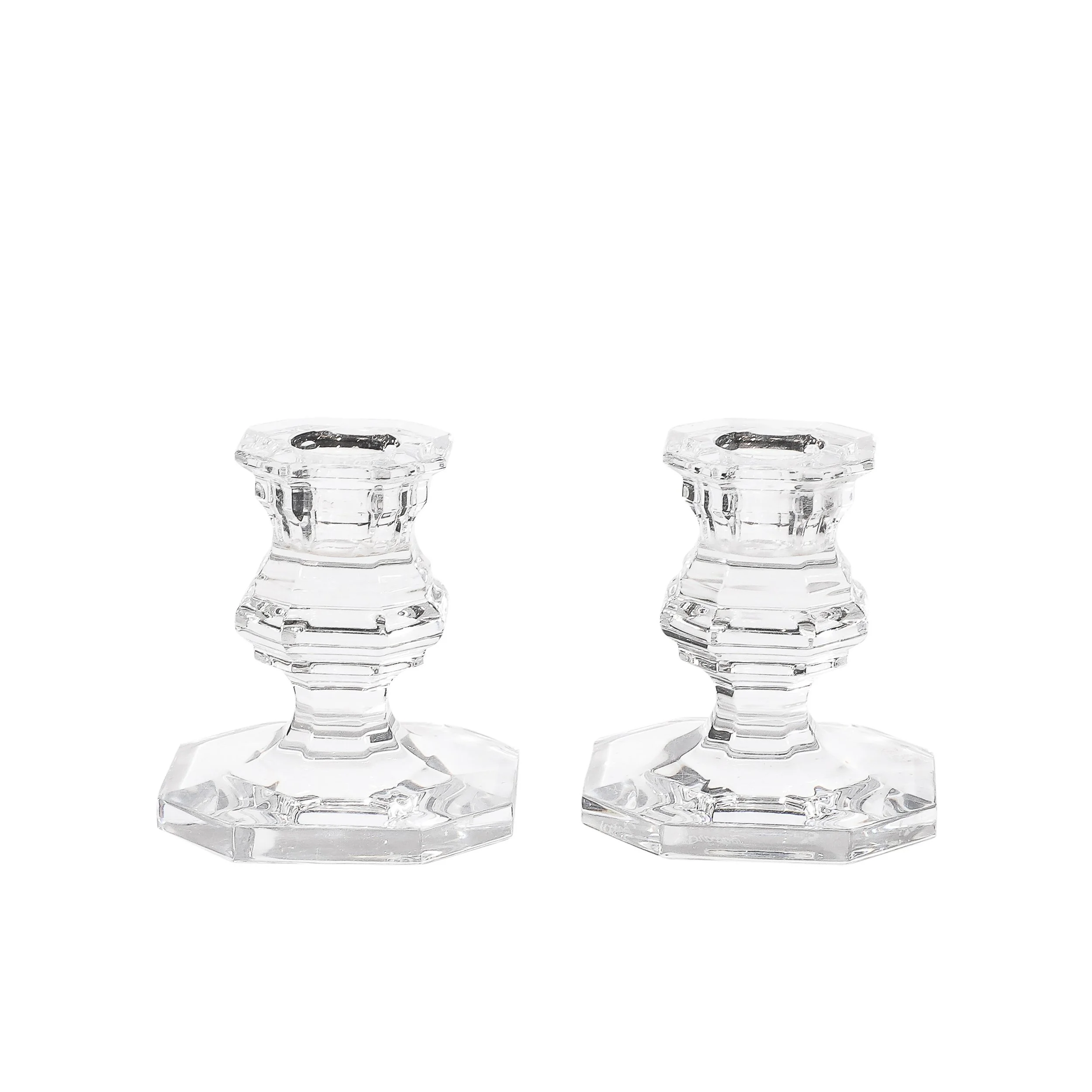 Pair of Classical Regency Giftware Crystal Candlestick Holders Signed Baccarat - High Style Deco.jpg