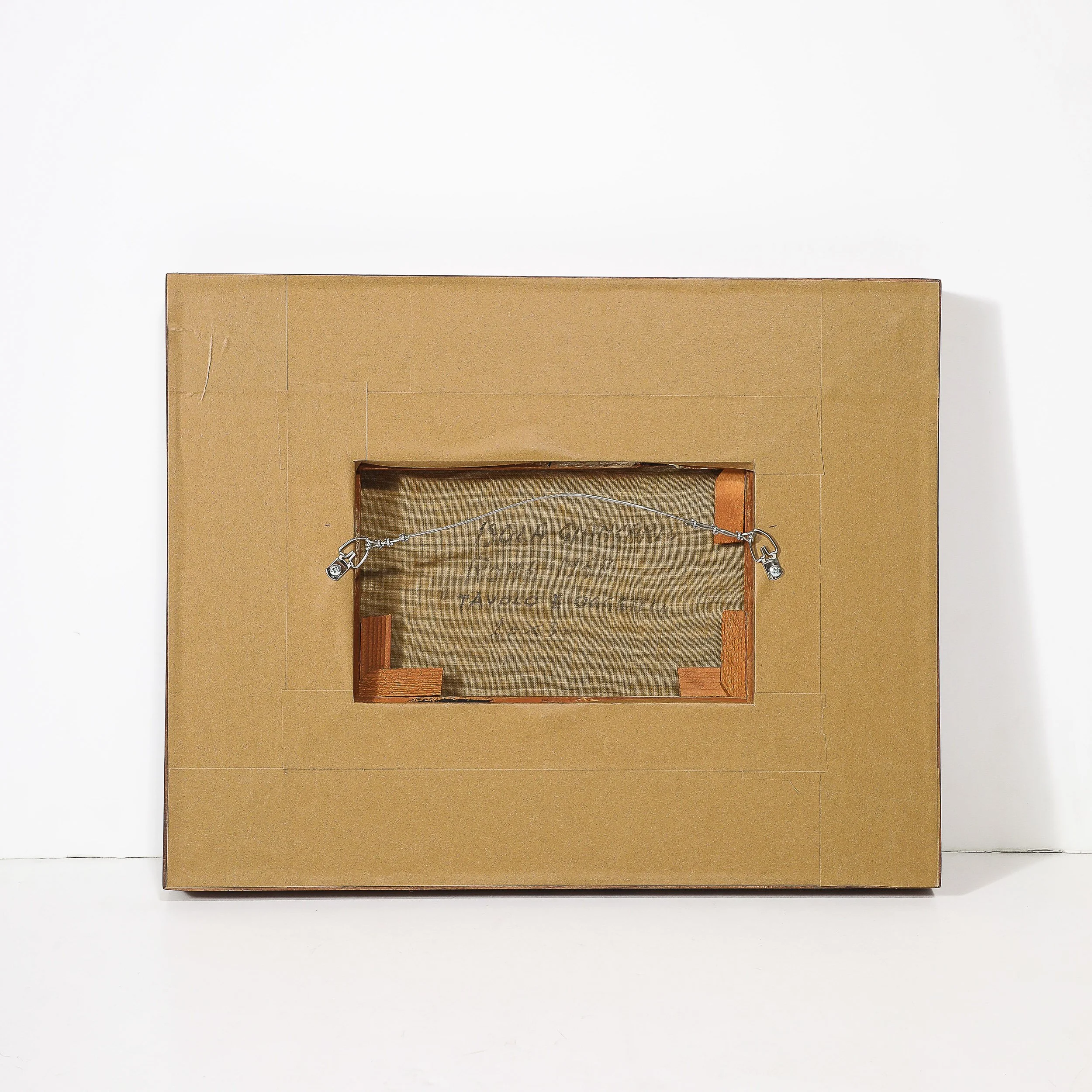 Mid-Century Oil on Canvas Abstract Still Life Entitled "Tavolo E Oggetti" - High Style Deco 7.jpg