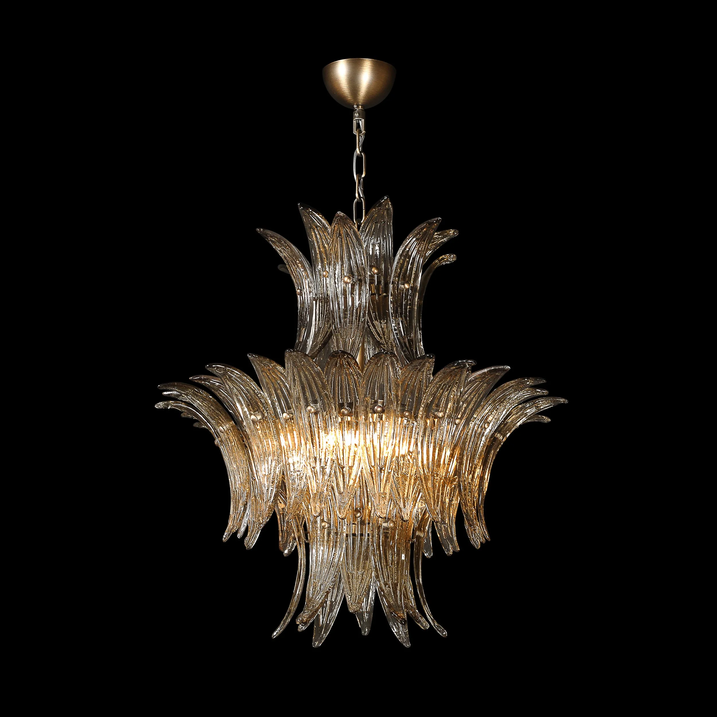 Modernist 3-Tier %22Palma%22 Hand-Blown Smoked Murano Glass & Bronze Chandelier - High Style Deco 19.jpg