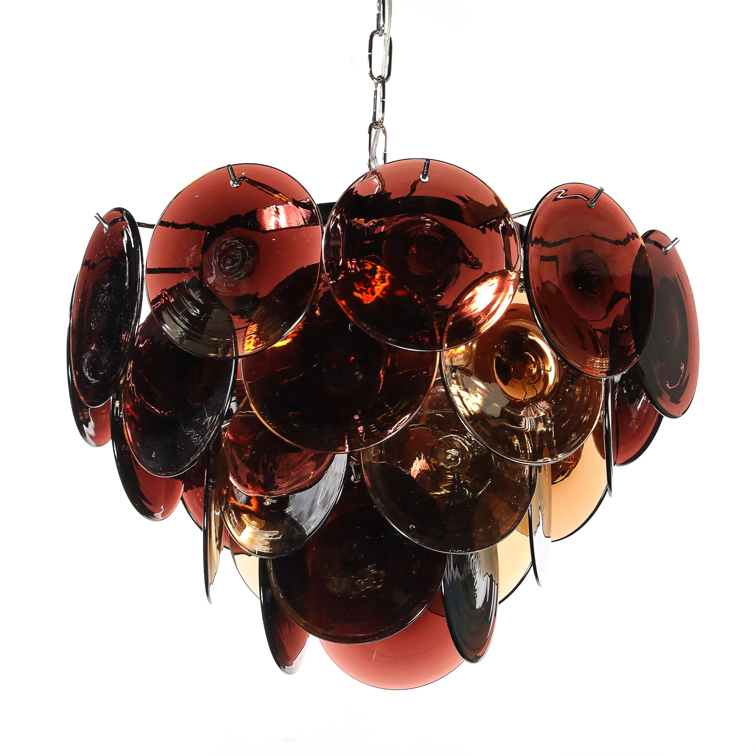 Pair of Mid-Century Hand-Blown Murano Glass Disc Chandeliers in Smoked Amber - High Style Deco 4.jpg