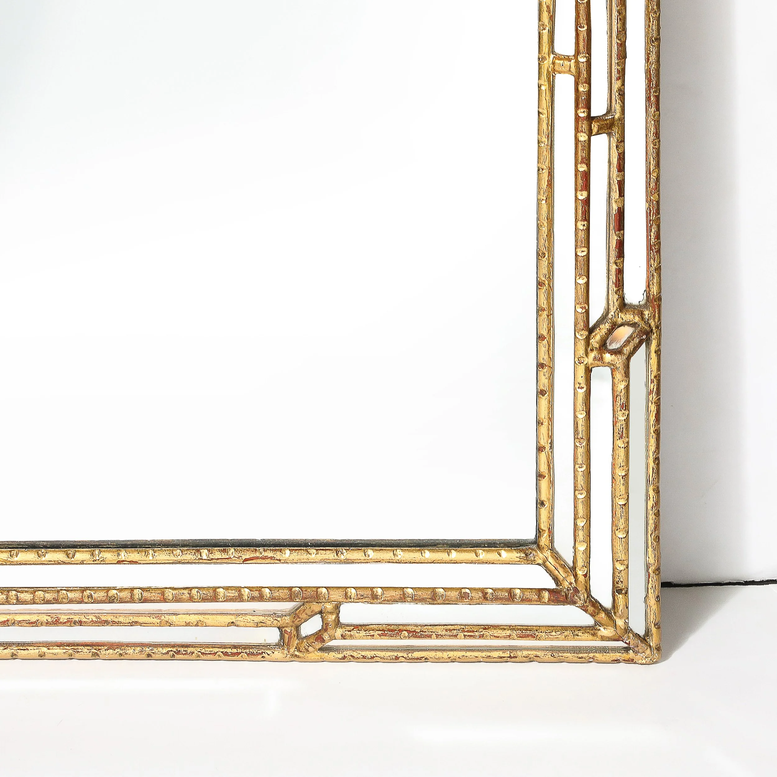 Mid-Century Modernist Sectioned Angular Mirror with Ribbed Gilt Wood Border - High Style Deco 4.jpg