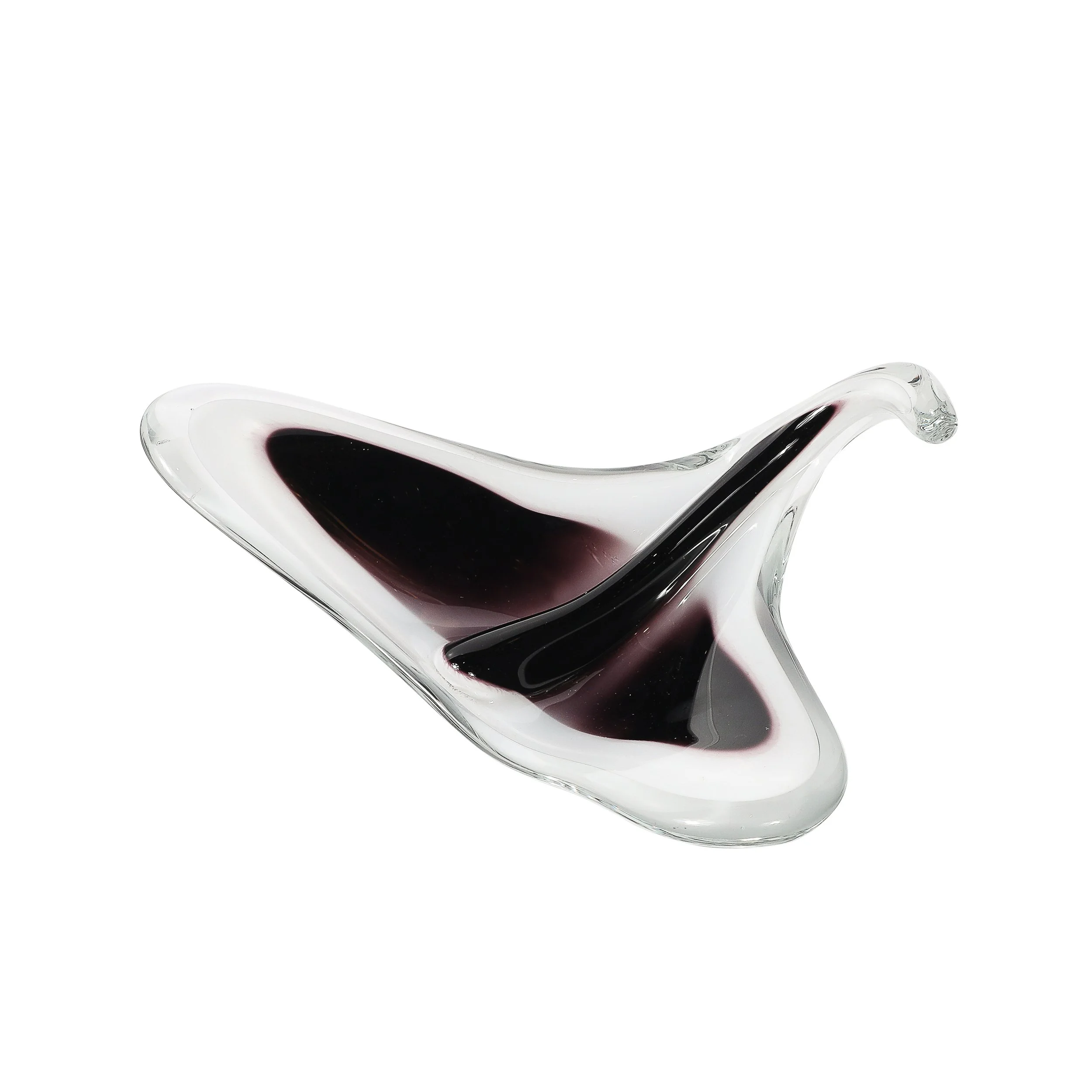 Mid-Century Amethhyst & White Organic Glass Bowl signed Flygsford and Coquile - High Style Deco.jpg