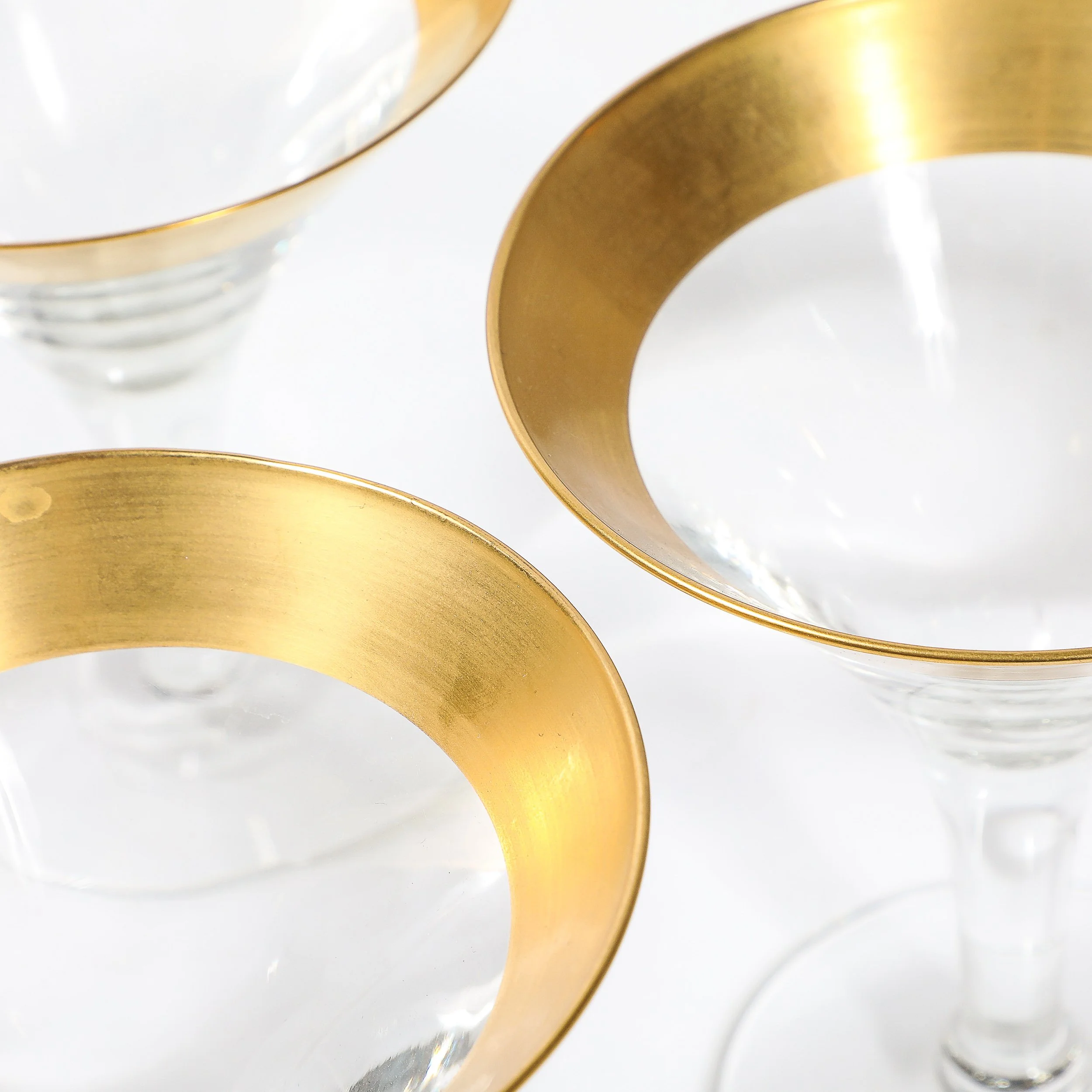 Set of Four 22 Karat Gold Gilt Rimmed Martini Glasses by Dorothy Thorpe - High Style Deco 10.jpg
