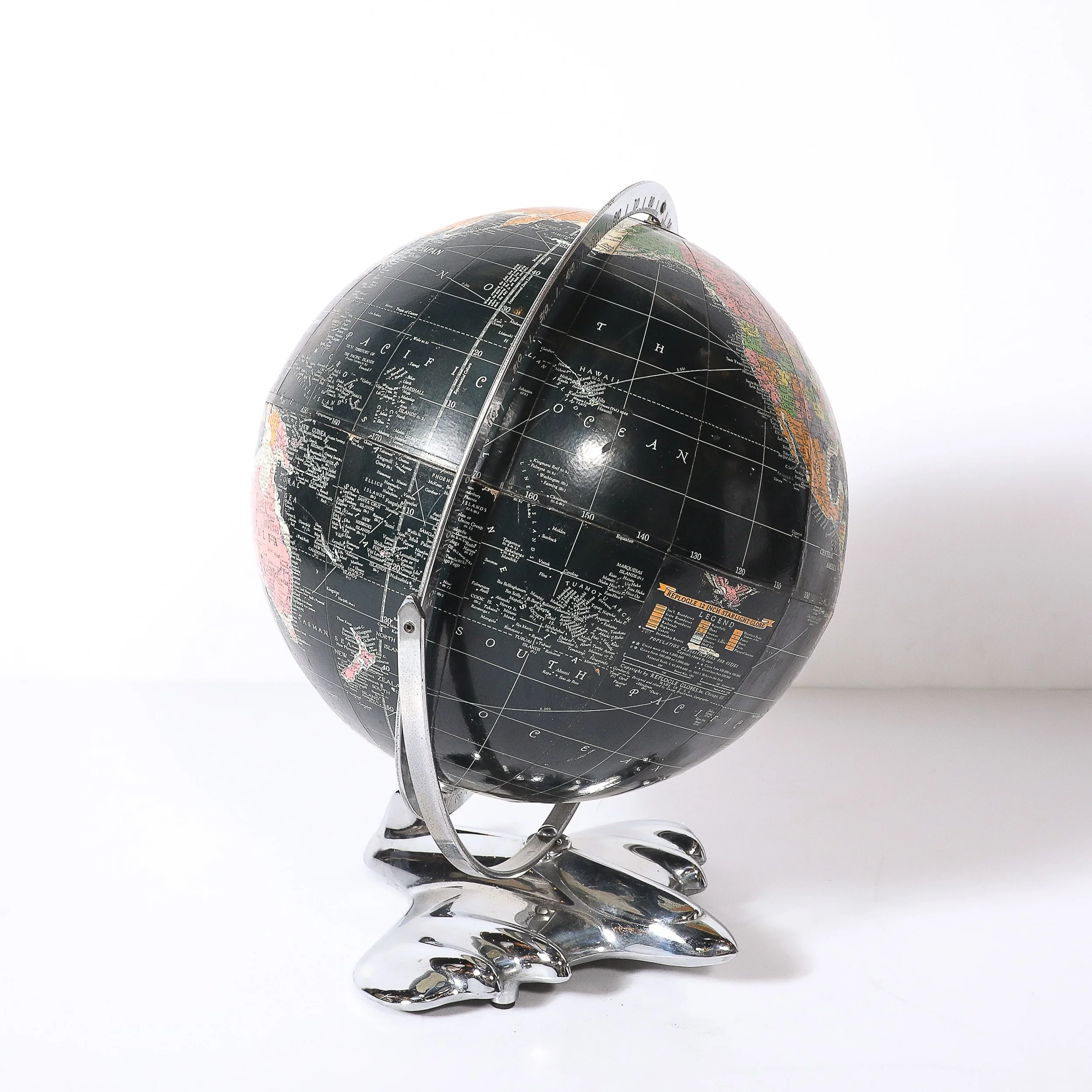 Art Deco Aviation Globe on Sculptural Airplane Base in Chrome - High Style Deco 4.jpg