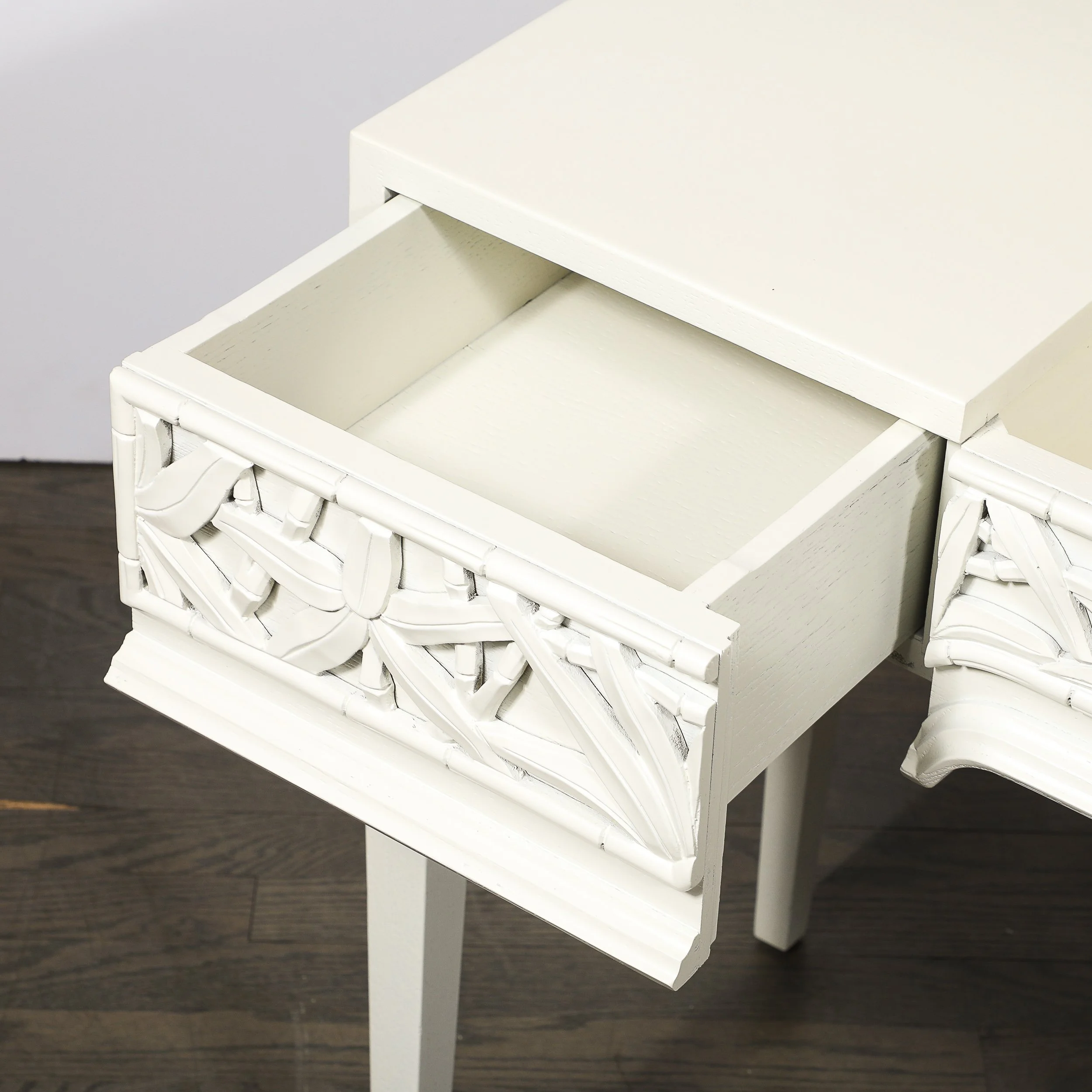 Mid-Century Vanity:Writing Desk w: Carved Bamboo Motif Signed James Mont - High Style Deco 13.jpg