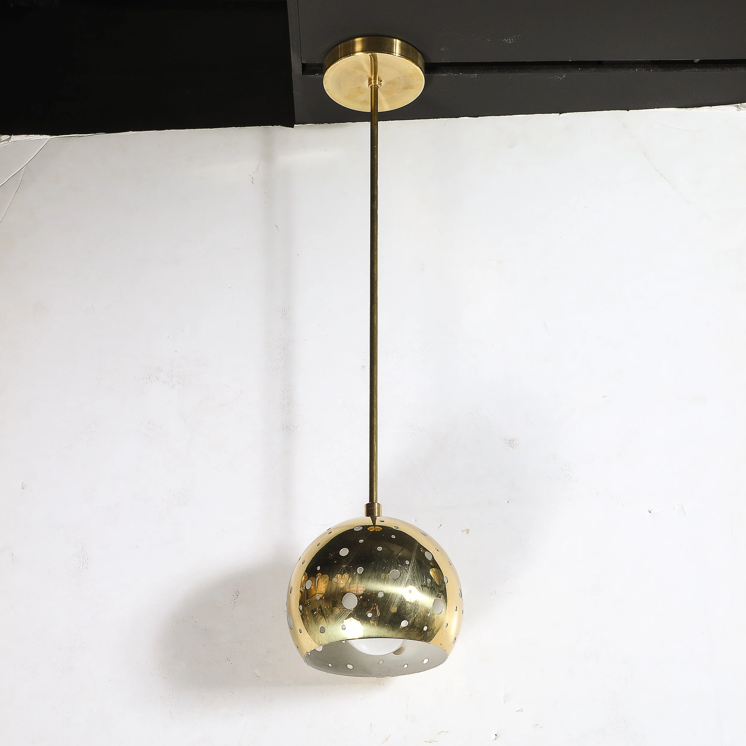 Mid-Century Rounded Brass Pendant Chandelier W: Circular Cutout Detail - High Style Deco 8.jpg