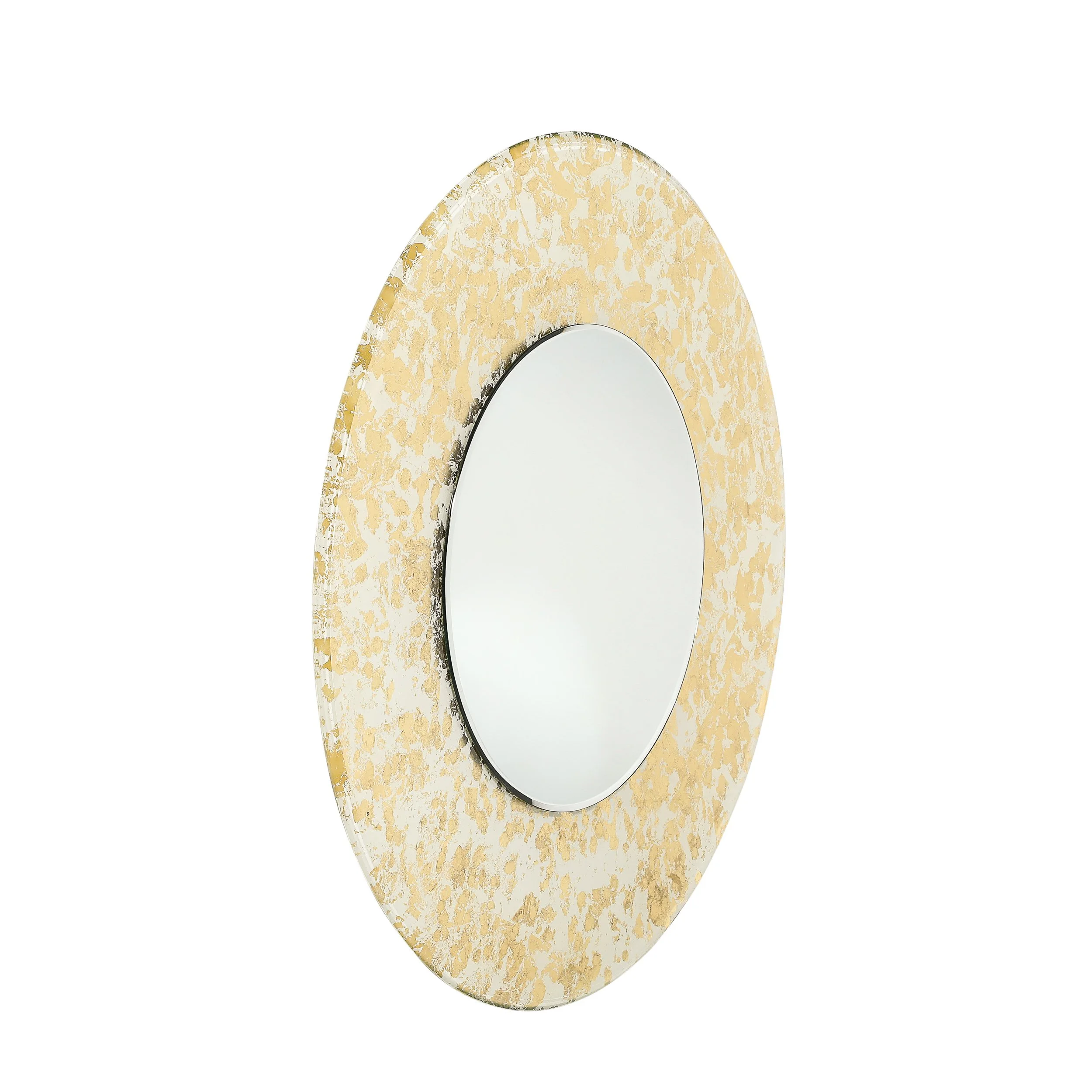 Mid-Century Modernist Round 24 Karat Gold Leaf Illuminated Murano Glass Mirror - High Style Deco 1.jpg