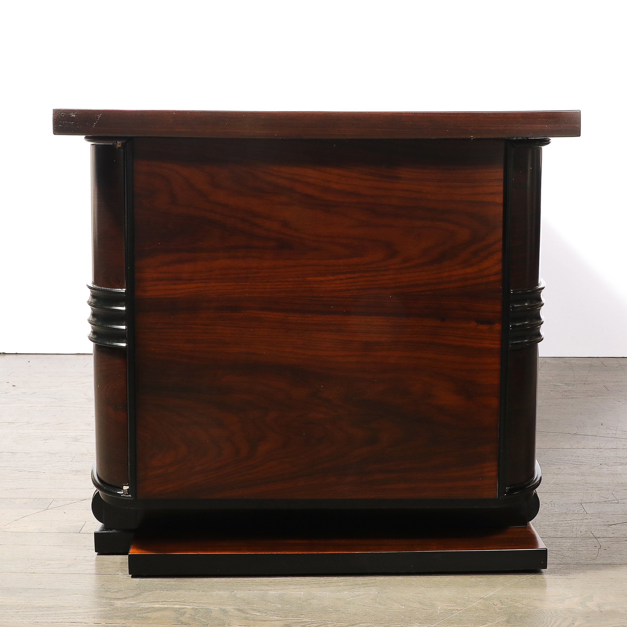 Art Deco Machine Age Partner Desk in Rosewood with Ebonized Fluted Detailing - High Style Deco 14.jpg