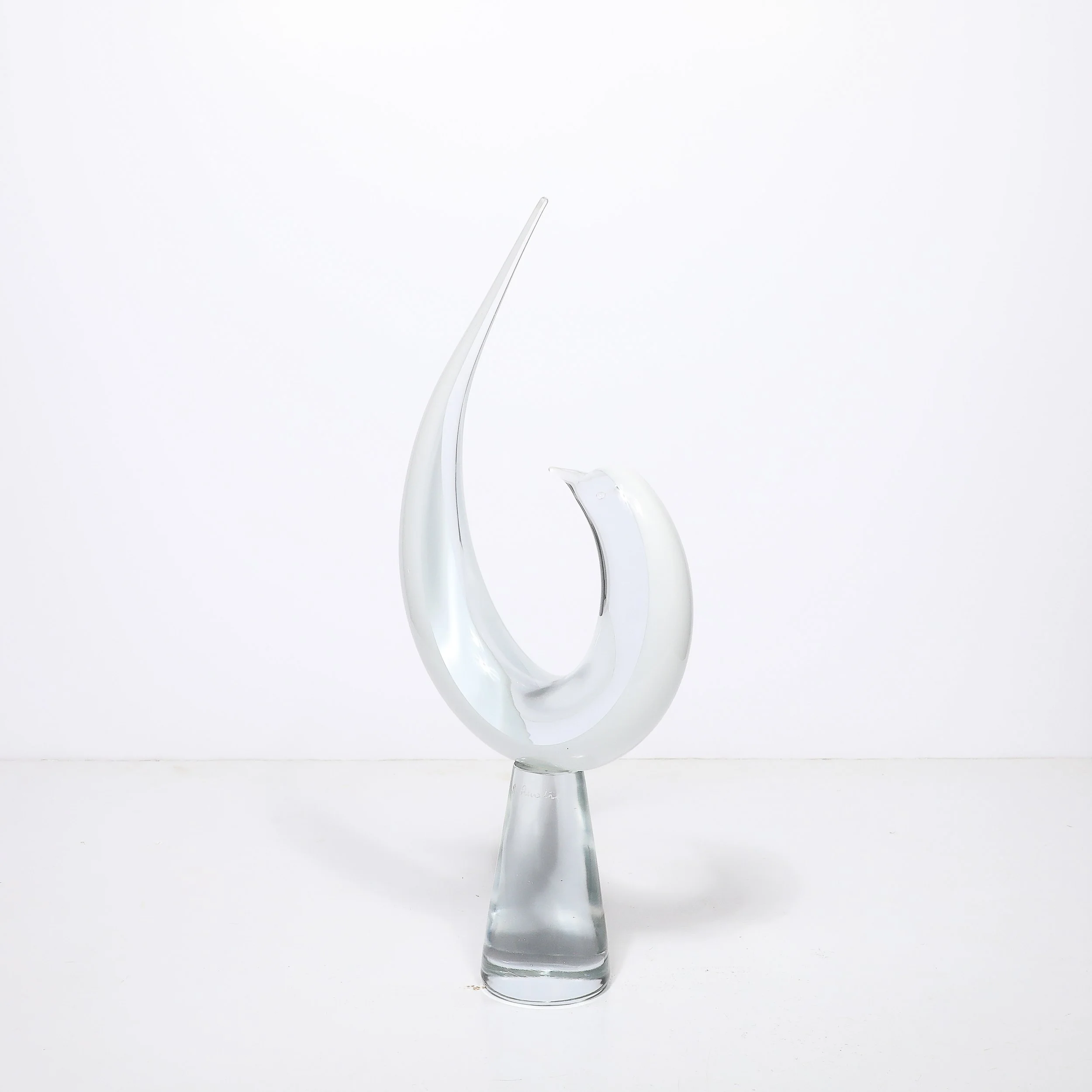 Mid-Century White & Transparent Murano Glass Bird Sculpture signed Renato Anatra - High Style Deco 6.jpg