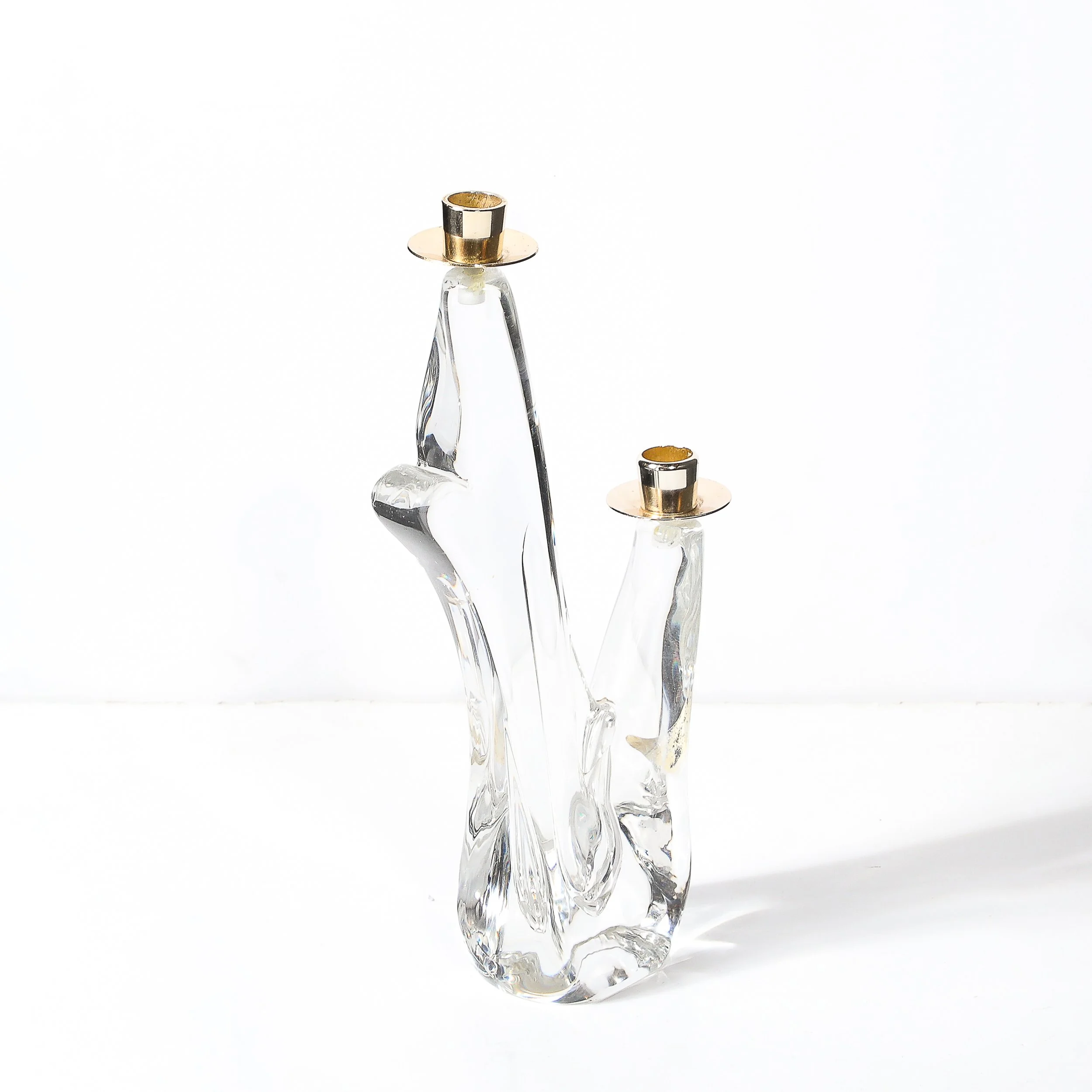 Mid-Century Amorphic Crystal & Brass Two Arm Candelabra Signed Schneider - High Style Deco 3.jpg