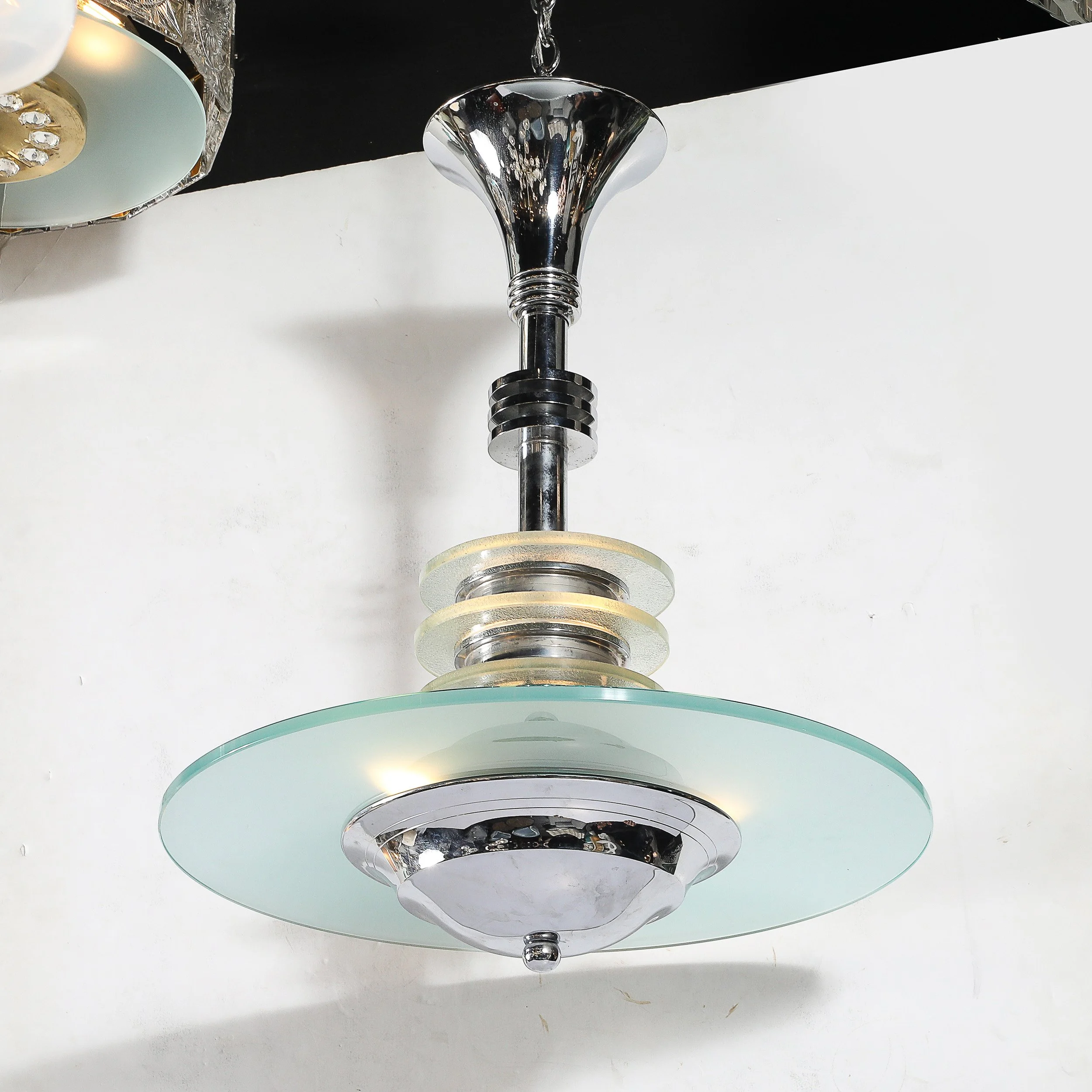 Art Deco Machine Age Chrome & Glass Pendant Chandelier - High Style Deco 5.jpg
