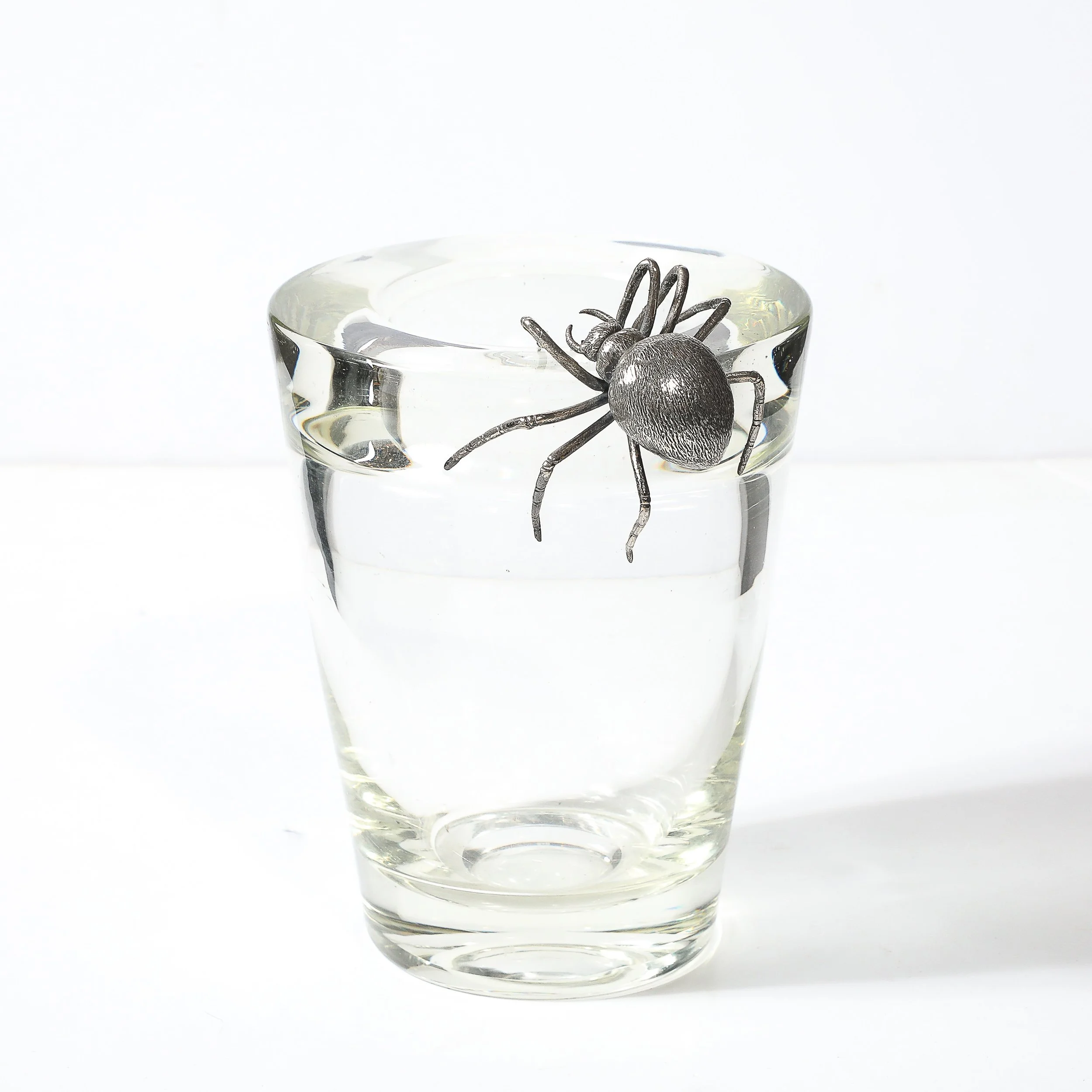 Mid-Century Silver Spider Sculpture Crystal Vase signed Leerdam Crystal - High Style Deco 1.jpg
