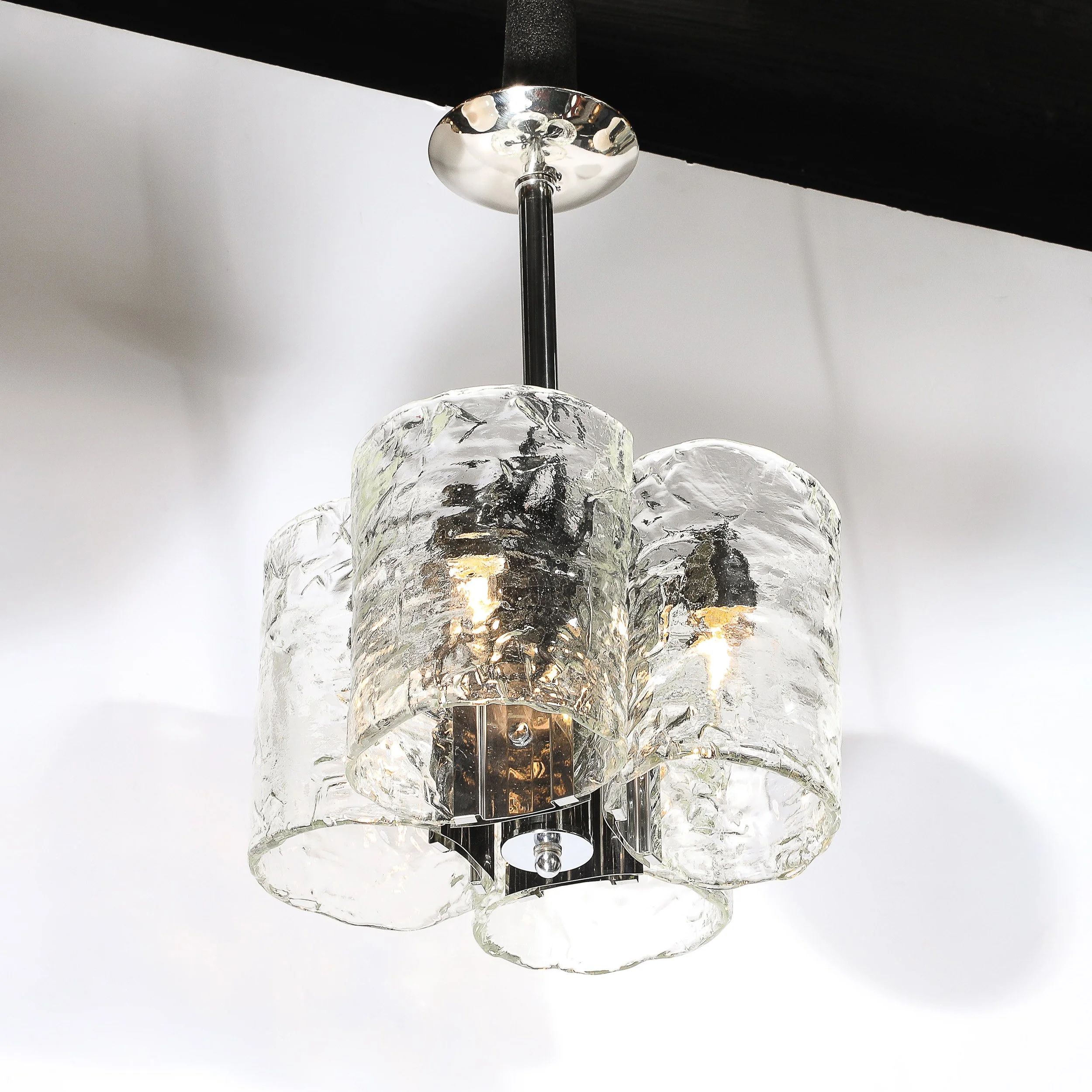 Mid-Century Hand-Blown Murano Mottled Glass & Nickel Chandelier by Mazzega - High Style Deco 6.jpg