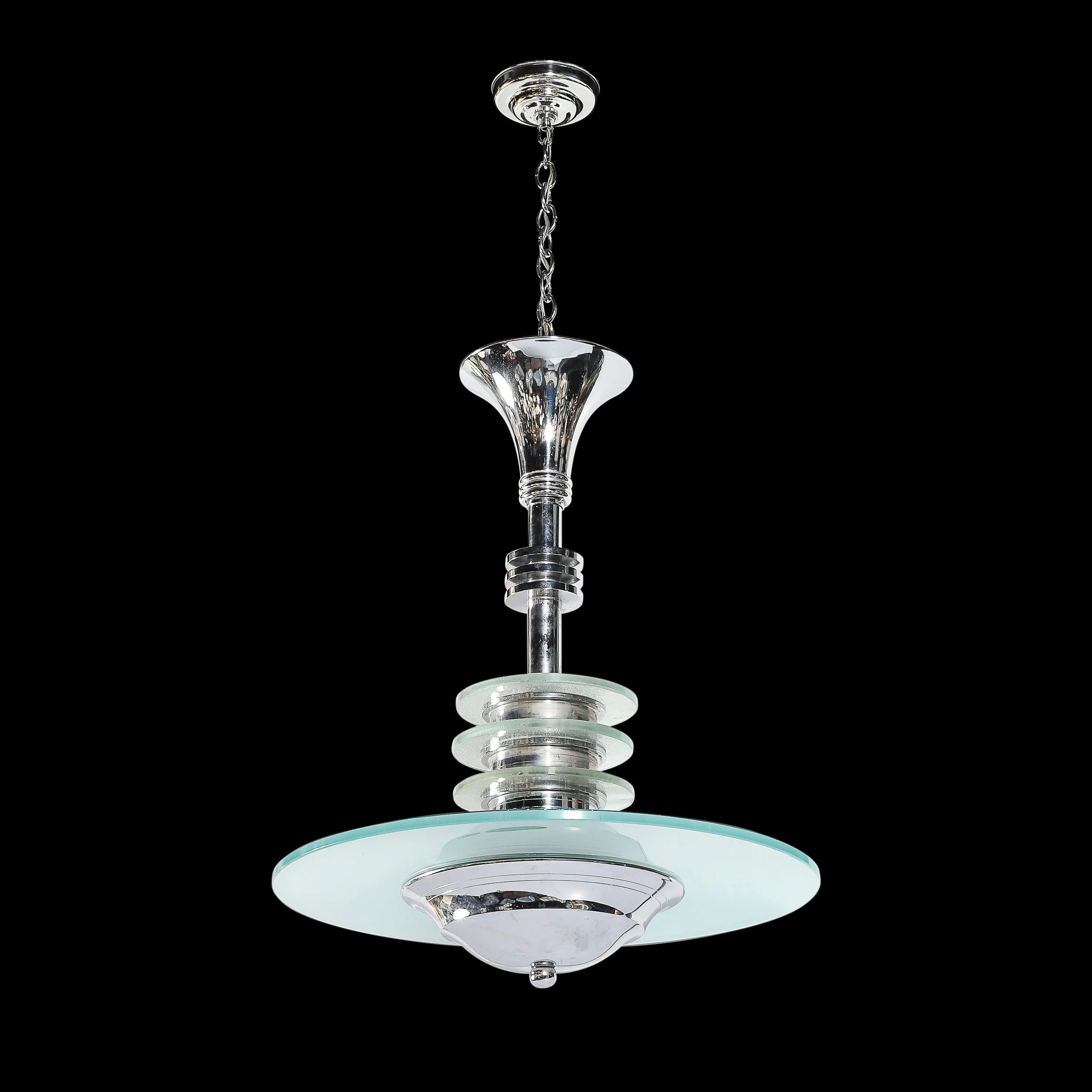 Art Deco Machine Age Chrome & Glass Pendant Chandelier - High Style Deco 2.jpg