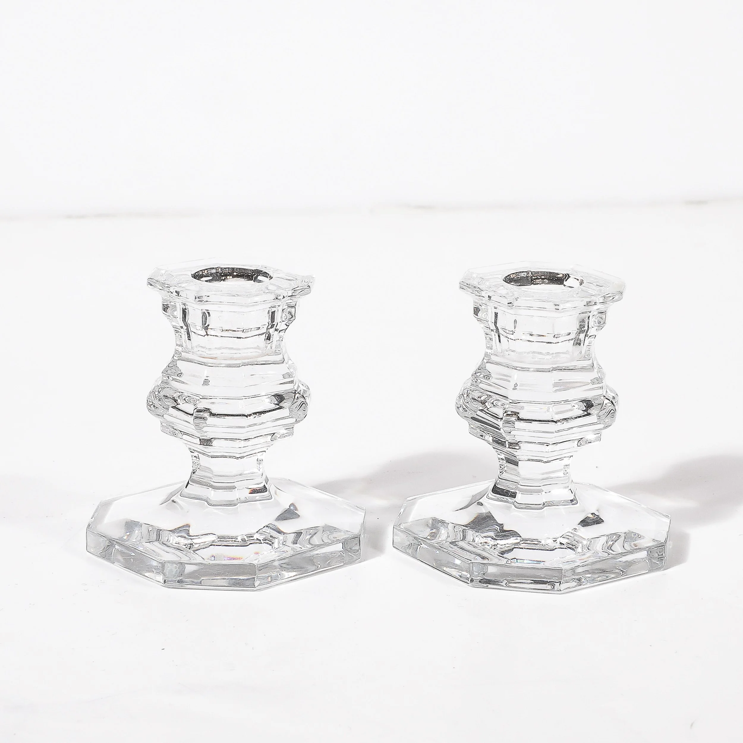Pair of Classical Regency Giftware Crystal Candlestick Holders Signed Baccarat - High Style Deco 4.jpg