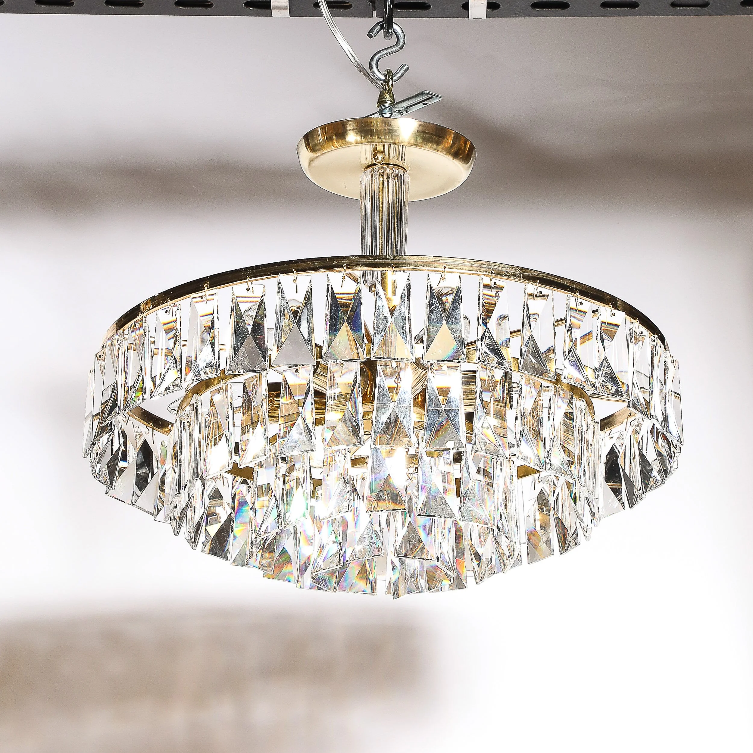 Mid-Century 3-Tier Faceted & Cut Crystal Chandelier in Brass w: Glass Rod Detail - High Style Deco 5.jpg