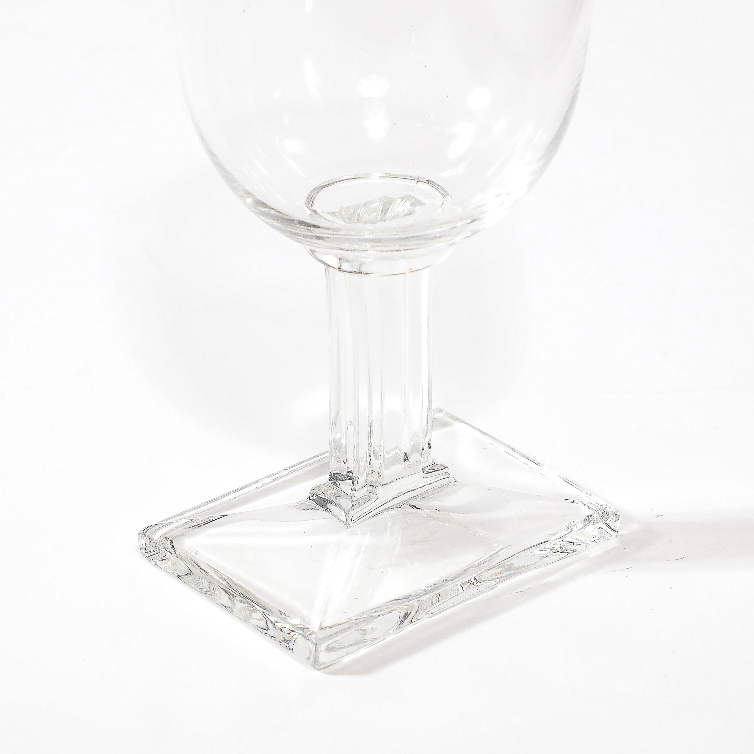 Set of Eight Art Deco Style Rectangular Base Stemmed Drinking Glasses - High Style Deco 7.jpg