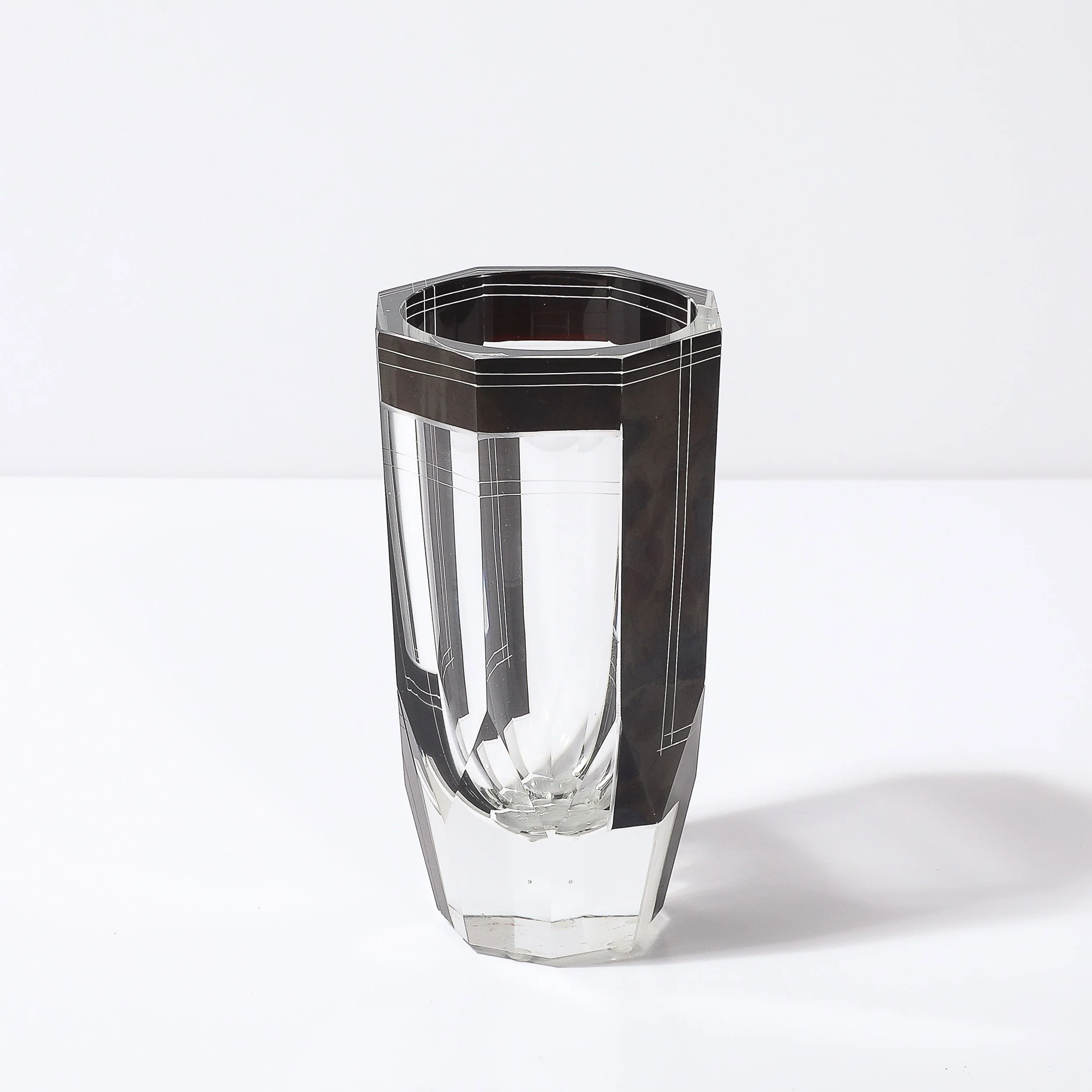 Art Deco Acid Etched Black Glass Vase with Grooved Detailing by Karl Palda - High Style Deco 10.jpg