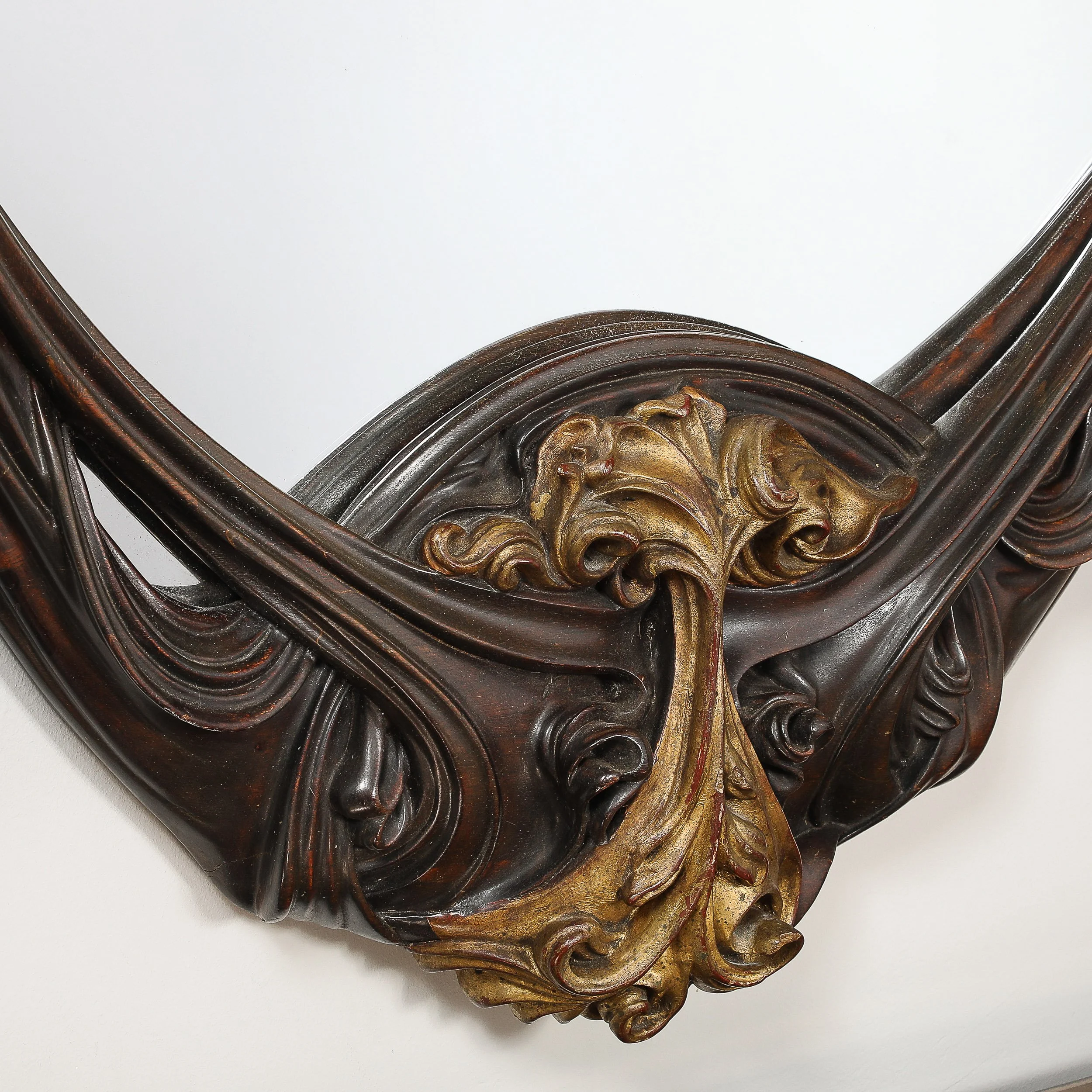 Art Deco Carved Sculptural Flapper Mirror in Limewood, Plaster Appliques & Gilt - High Style Deco 12.jpg