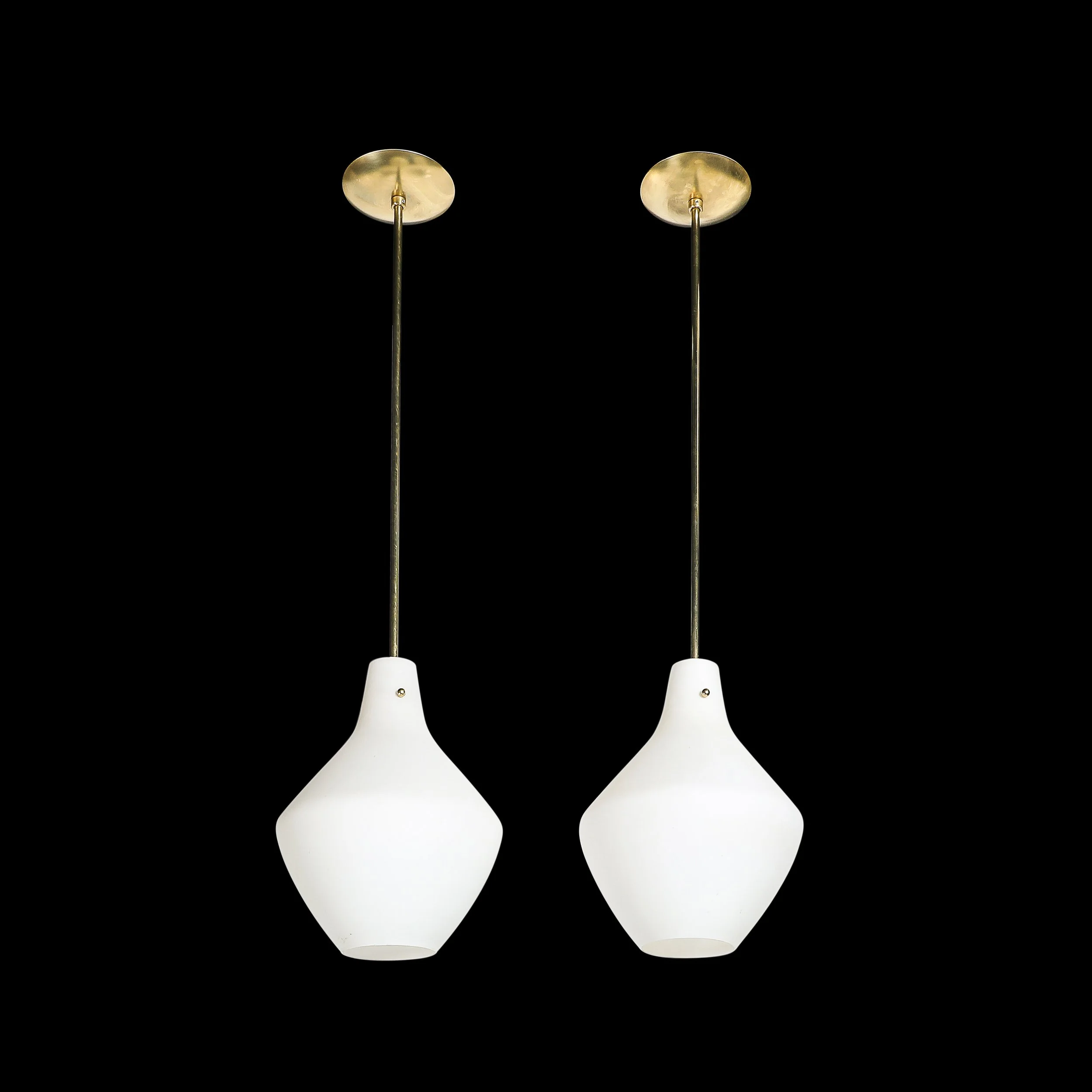 Pair of Mid-Century Hand-Blown Frosted Organic Murano Glass Pendant Chandeliers - High Style Deco 7.jpg