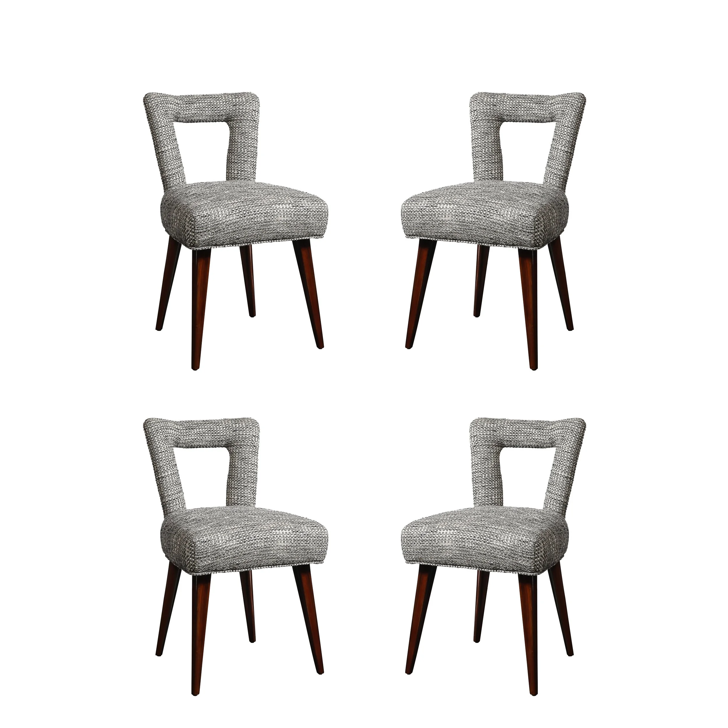 Set of 4 Mid-Century Open Back Upholstered Dining Chairs w: Splayed Tapered Legs - High Style Deco.jpg