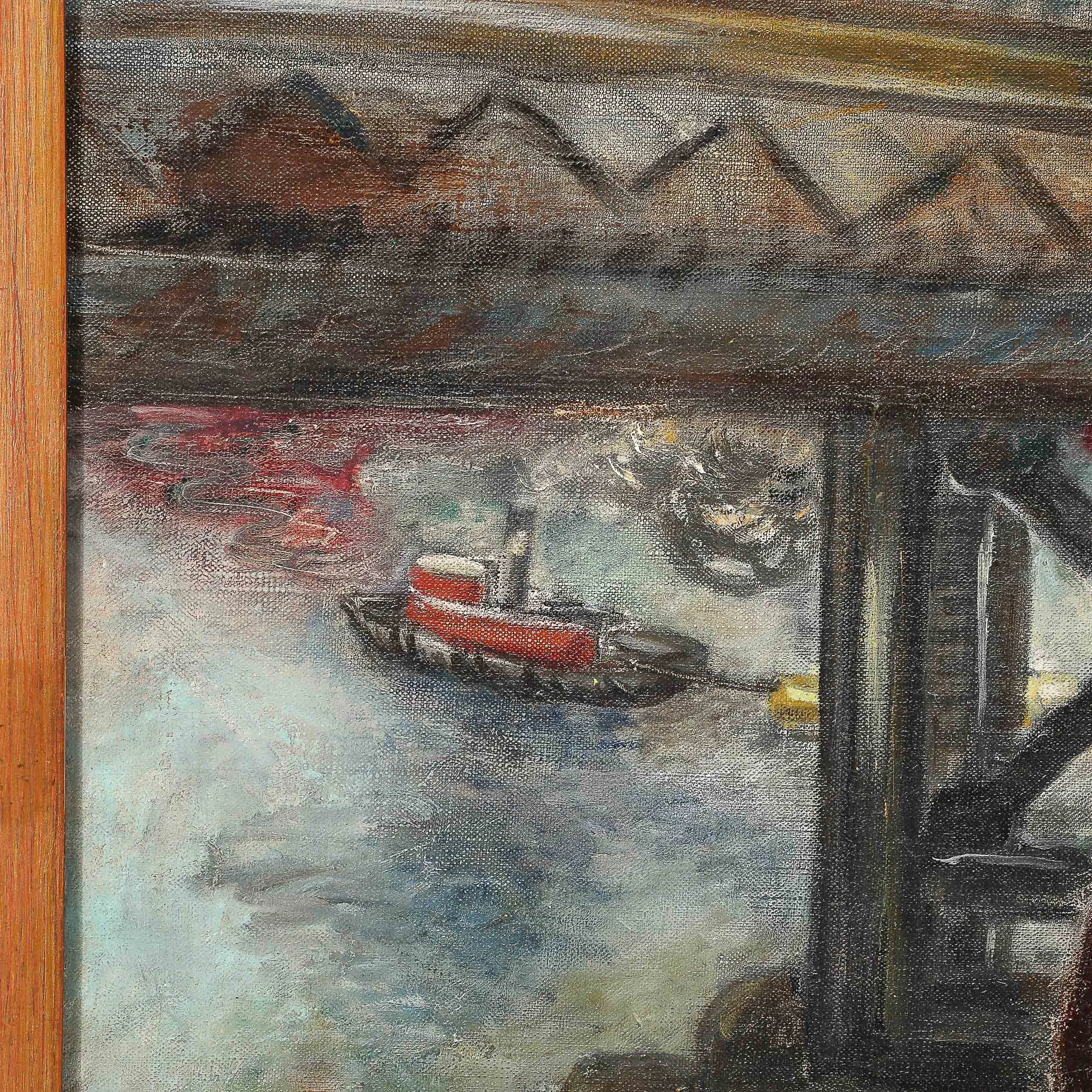 Modernist Oil on Canvas Painting "The Immigrant" signed Hida Coates Altschule - High Style Deco 14.jpg