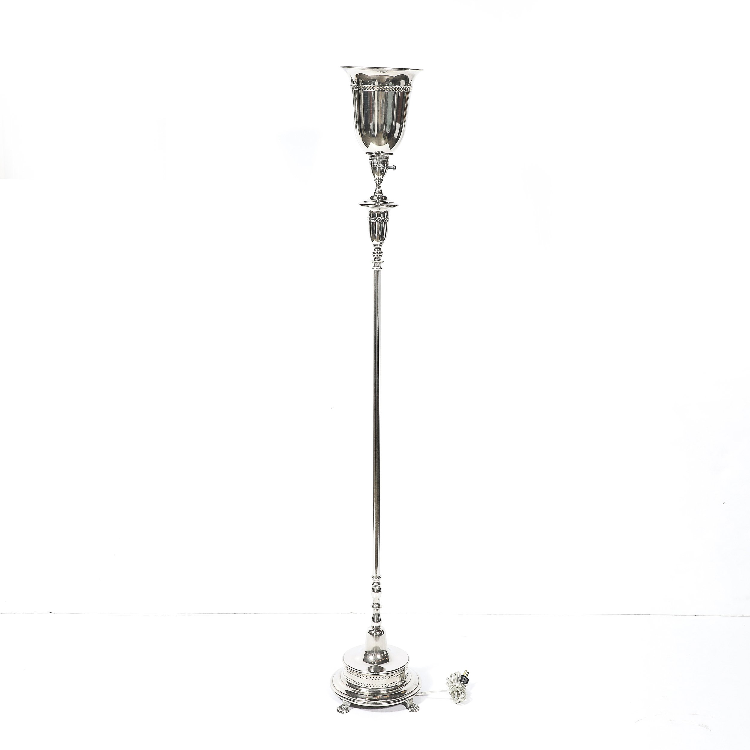 Classical Hollywood Regency Silvered Bronze Torchiere - High Style Deco 16.jpg