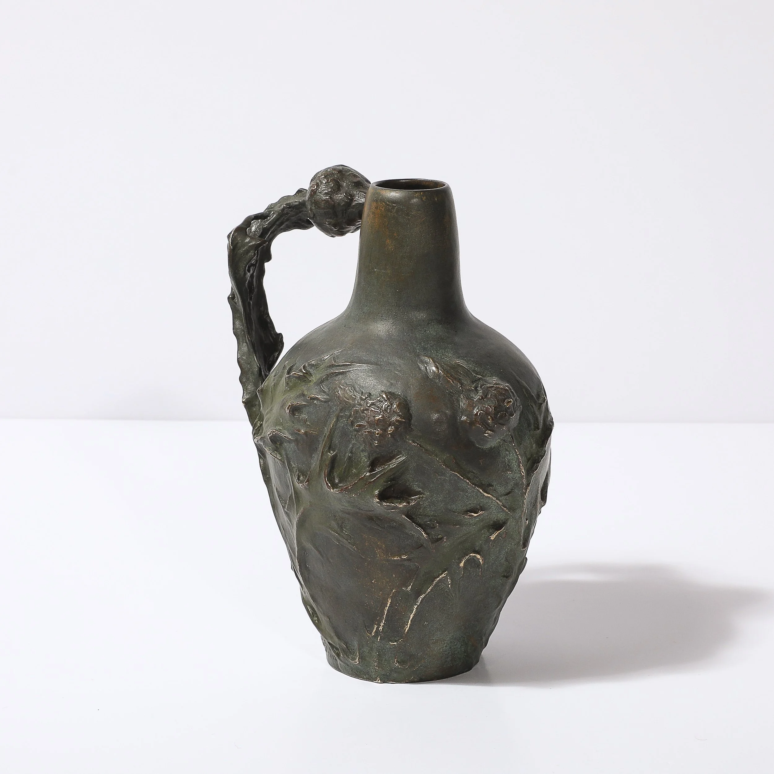 Art Nouveau Bronze Flagon Maiden Enveloped in Milk Thistle signed Jeanne Jozon - High Style Deco 5.jpg