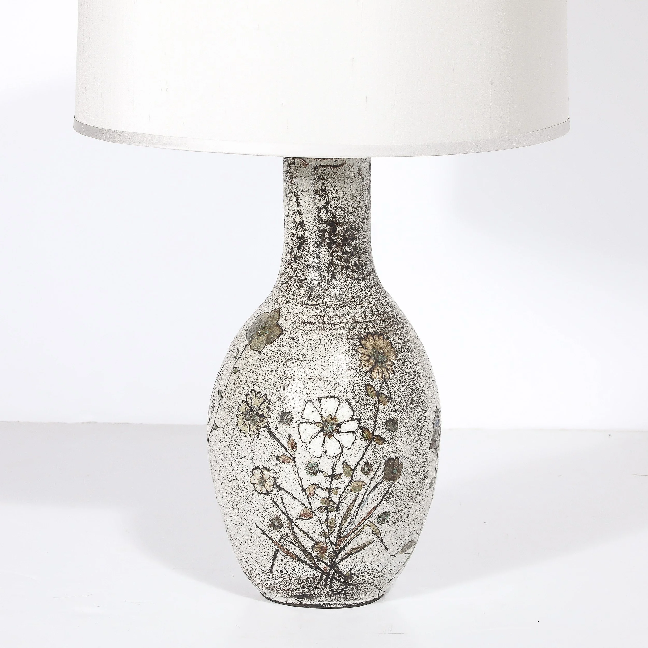 Mid-Century Gray Glazed Ceramic Table Lamp with Floral Motifs by Paul Quéré - High Style Deco 2.jpg
