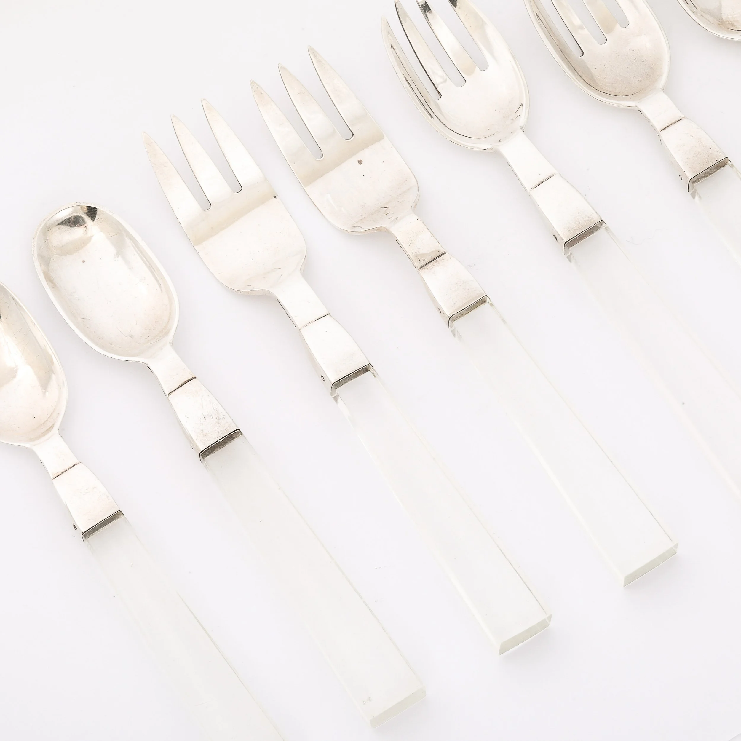 Set of 7 Mid-Century Sterling Silver & Lucite Flatware by Porter Blanchard - High Style Deco 2.jpg