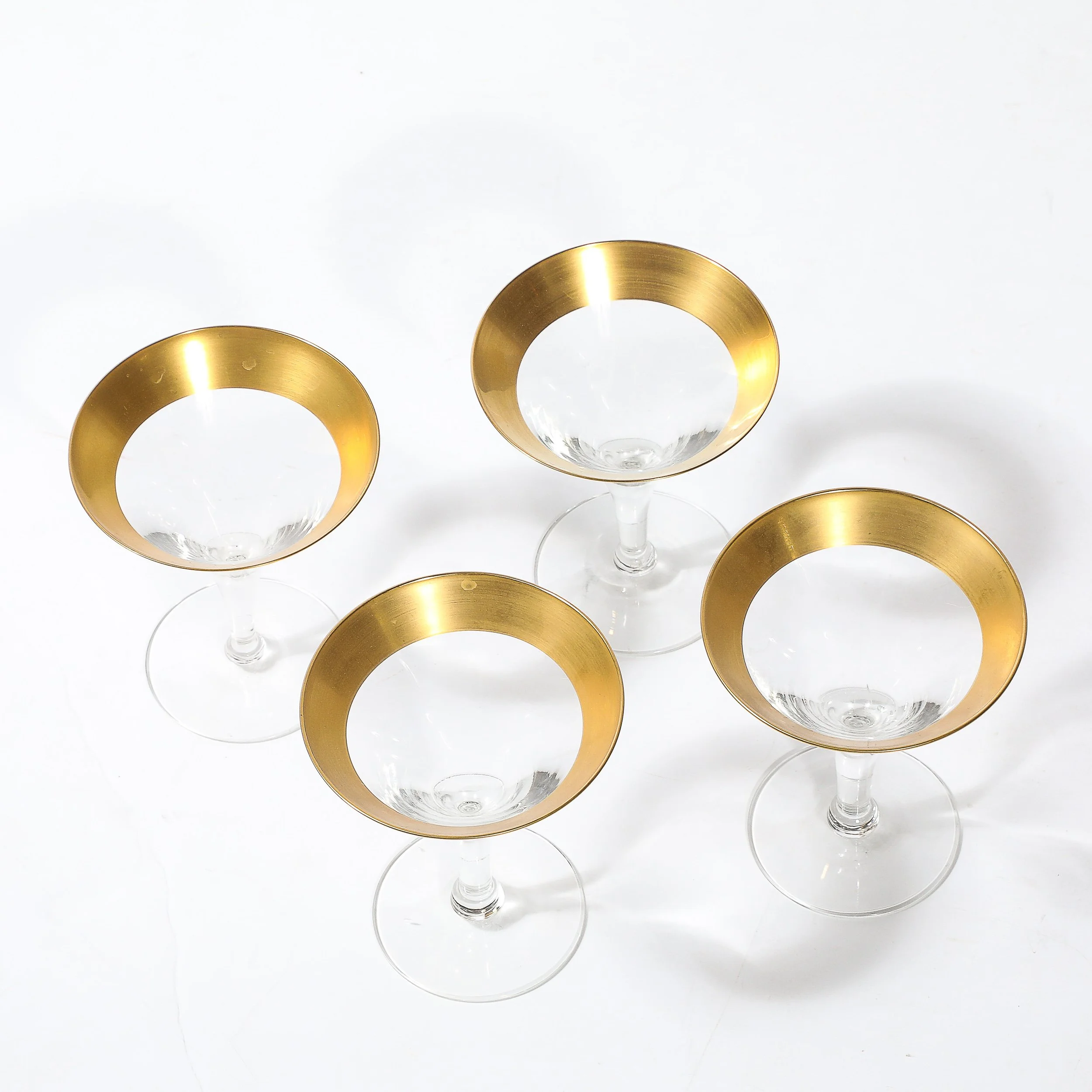Set of Four 22 Karat Gold Gilt Rimmed Martini Glasses by Dorothy Thorpe - High Style Deco 11.jpg