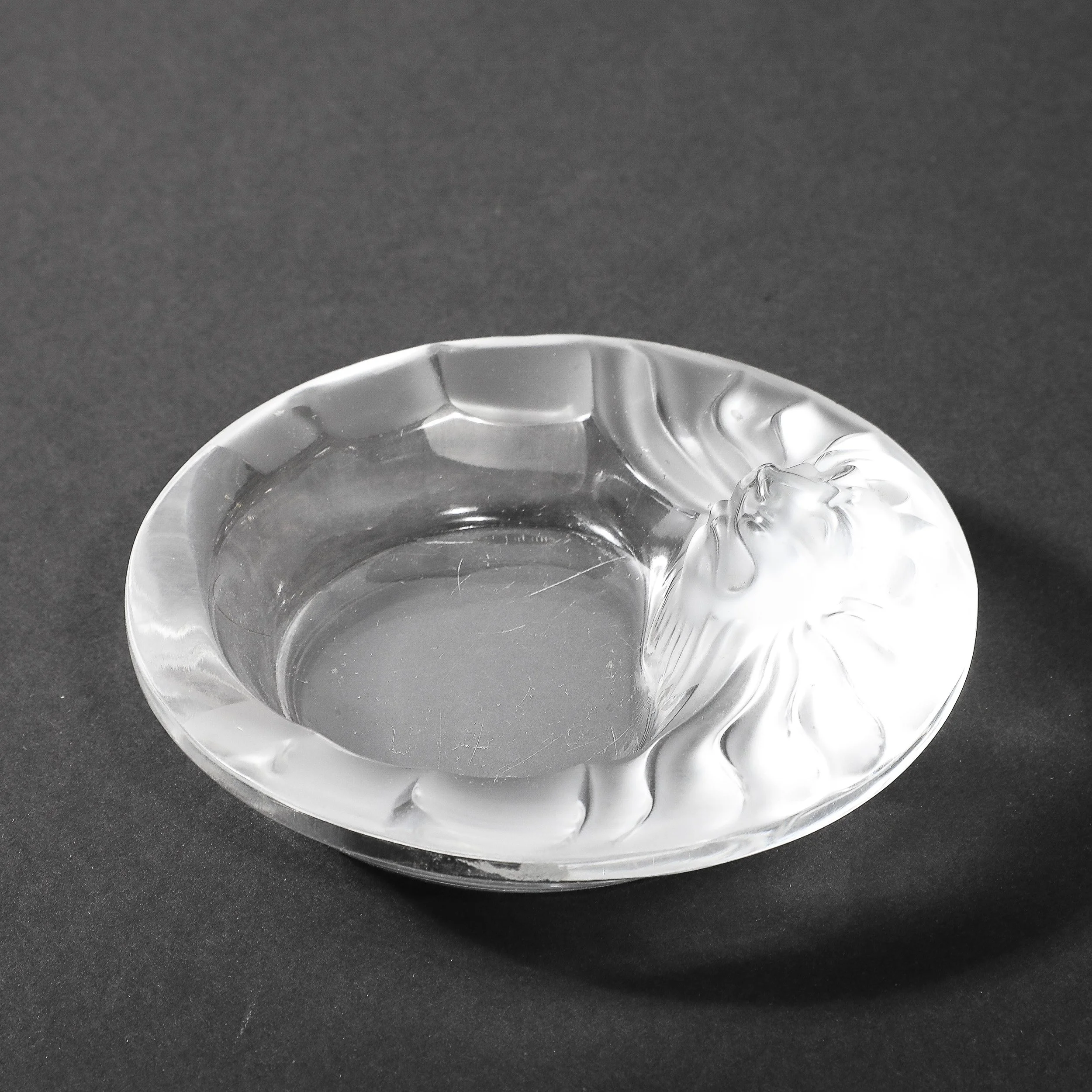 Vintage Lalique Tete De Lion Crystal Cigar Ashtray - High Style Deco 7.jpg