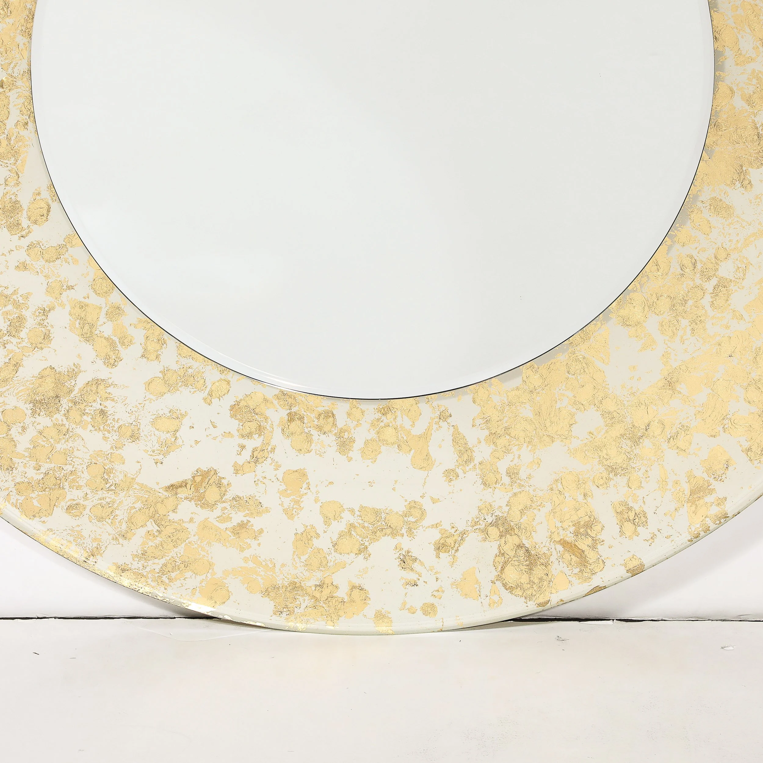 Mid-Century Modernist Round 24 Karat Gold Leaf Illuminated Murano Glass Mirror - High Style Deco 6.jpg