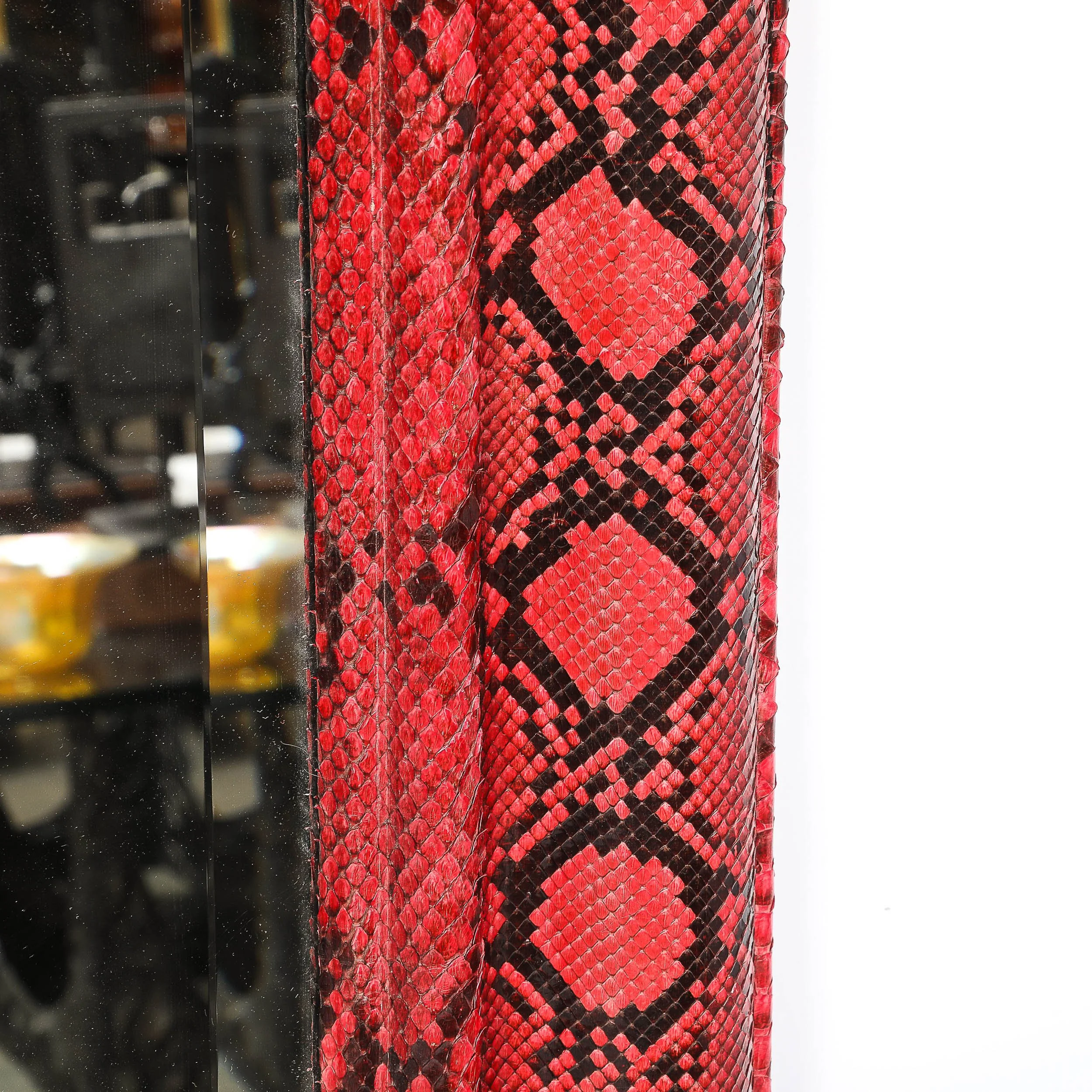 Mid-Century Molding Mirror in Red & Black Python Leather by Karl Springer - High Style Deco 12.jpg