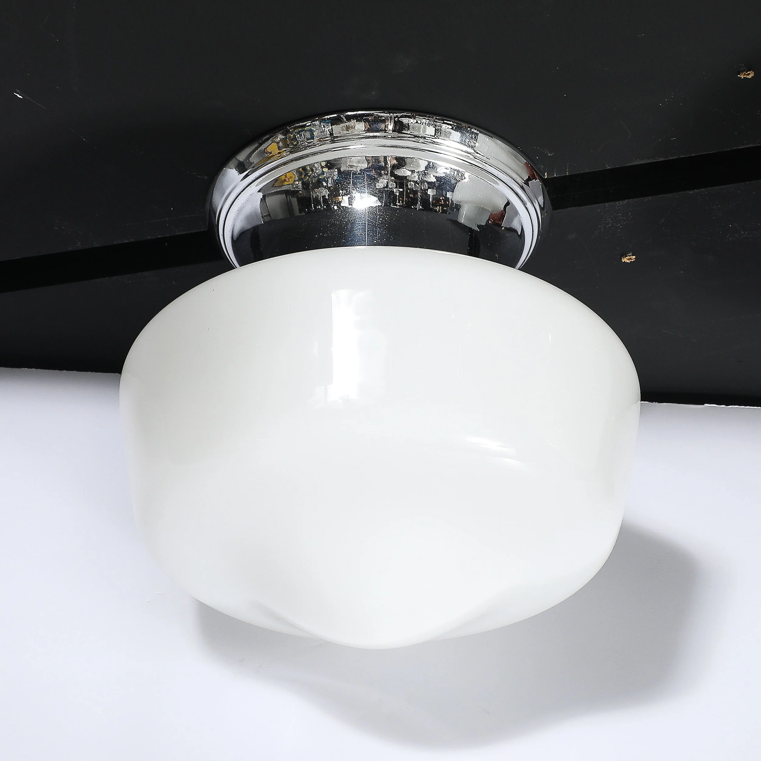 Art Deco Machine Age Rounded Cylindrical Milk Glass Flush Mount Chandelier - High Style Deco 8.jpg