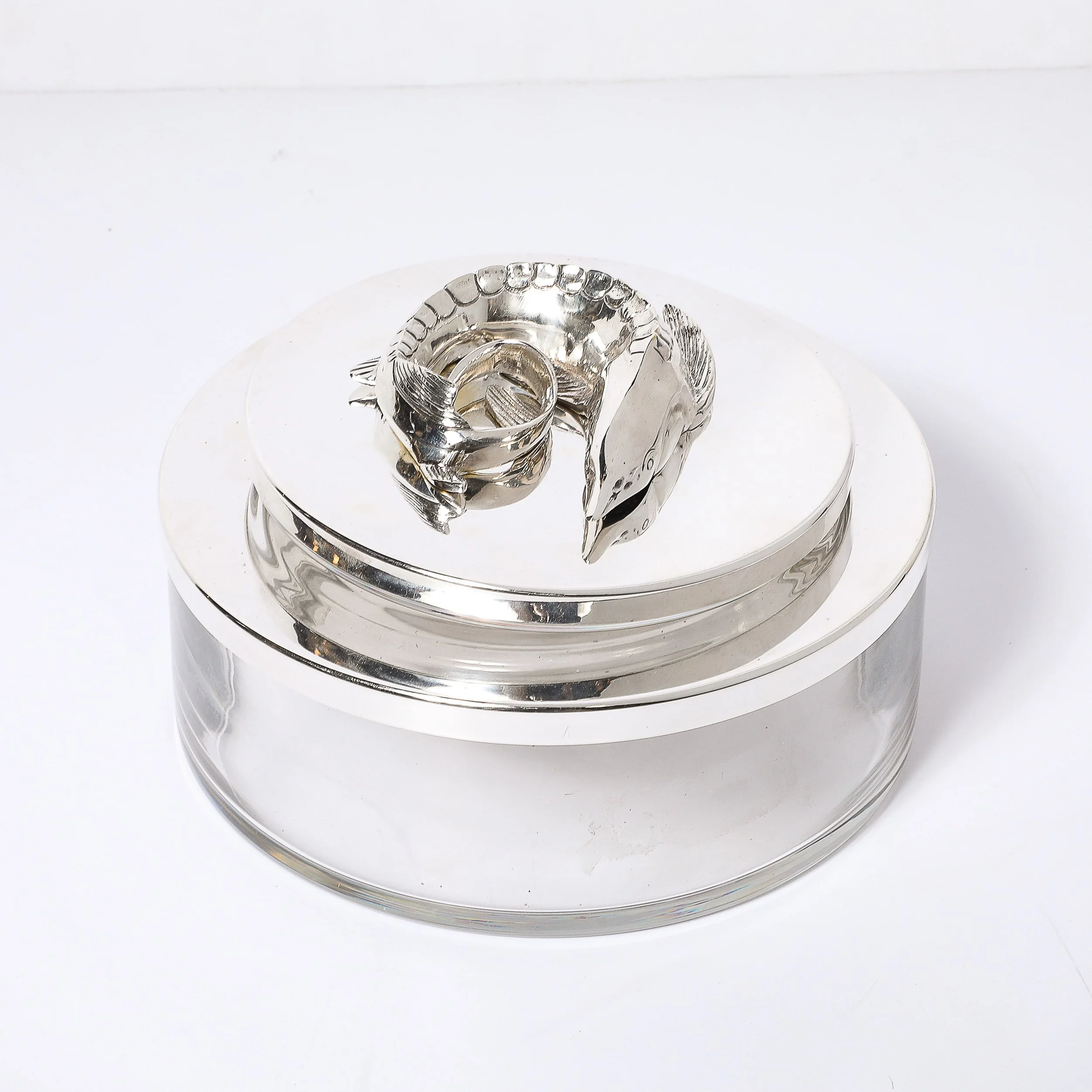 Mid-Century Silver Plate & Glass Caviar Service with Sculptural Sturgeon Handle - High Style Deco 17.jpg