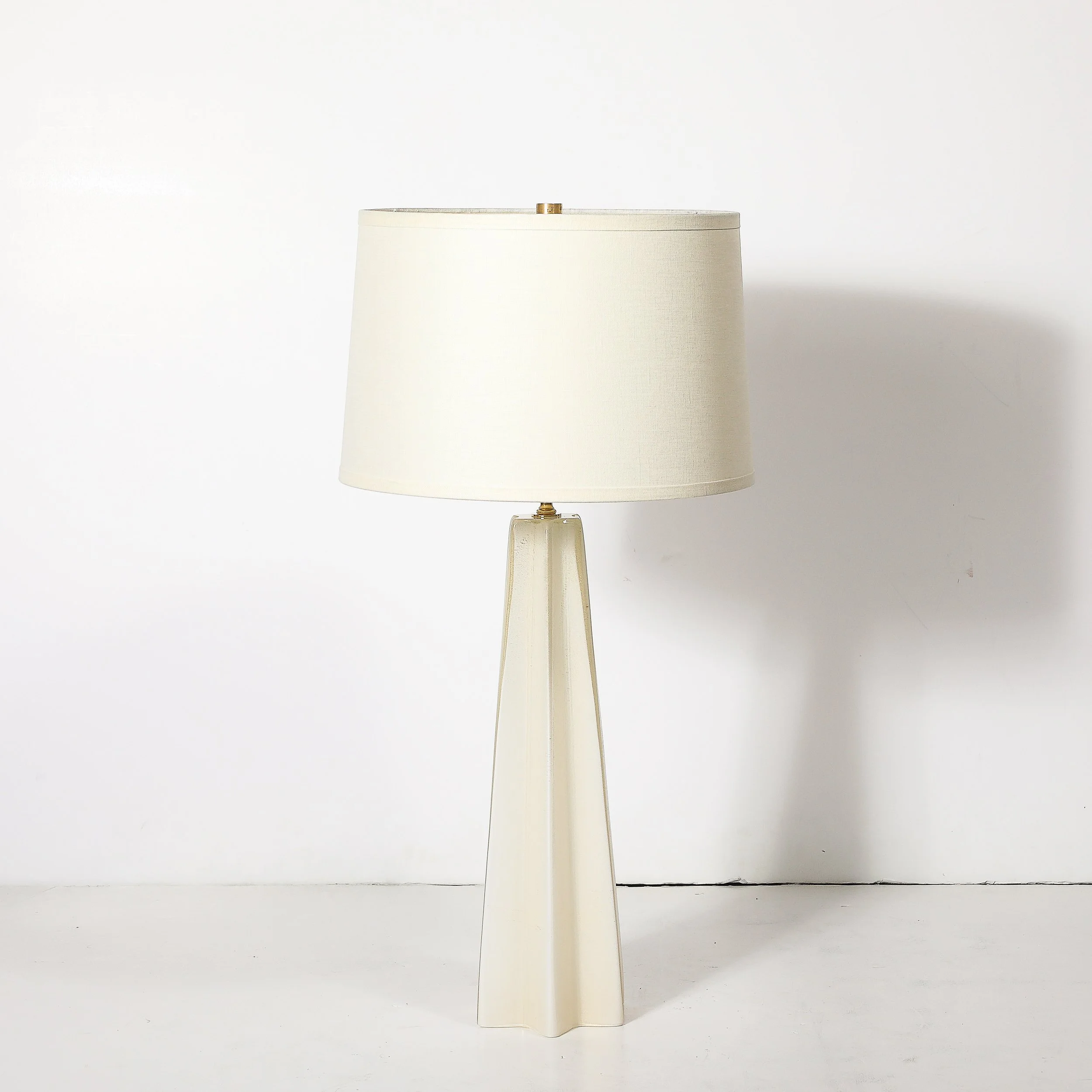 Pair of Modernist Hand Blown Murano Pearlescent Sculptural X-Form Table Lamps - High Style Deco 4.jpg