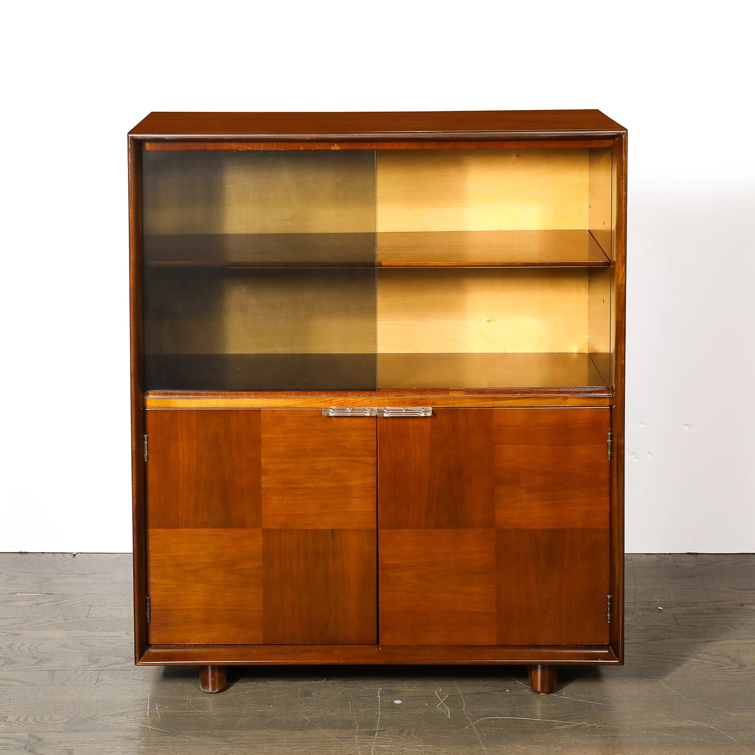 Art Deco Walnut Chine Cabinet with Lucite Pulls & Glass Front by Gilbert Rohde - High Style Deco 7.jpg