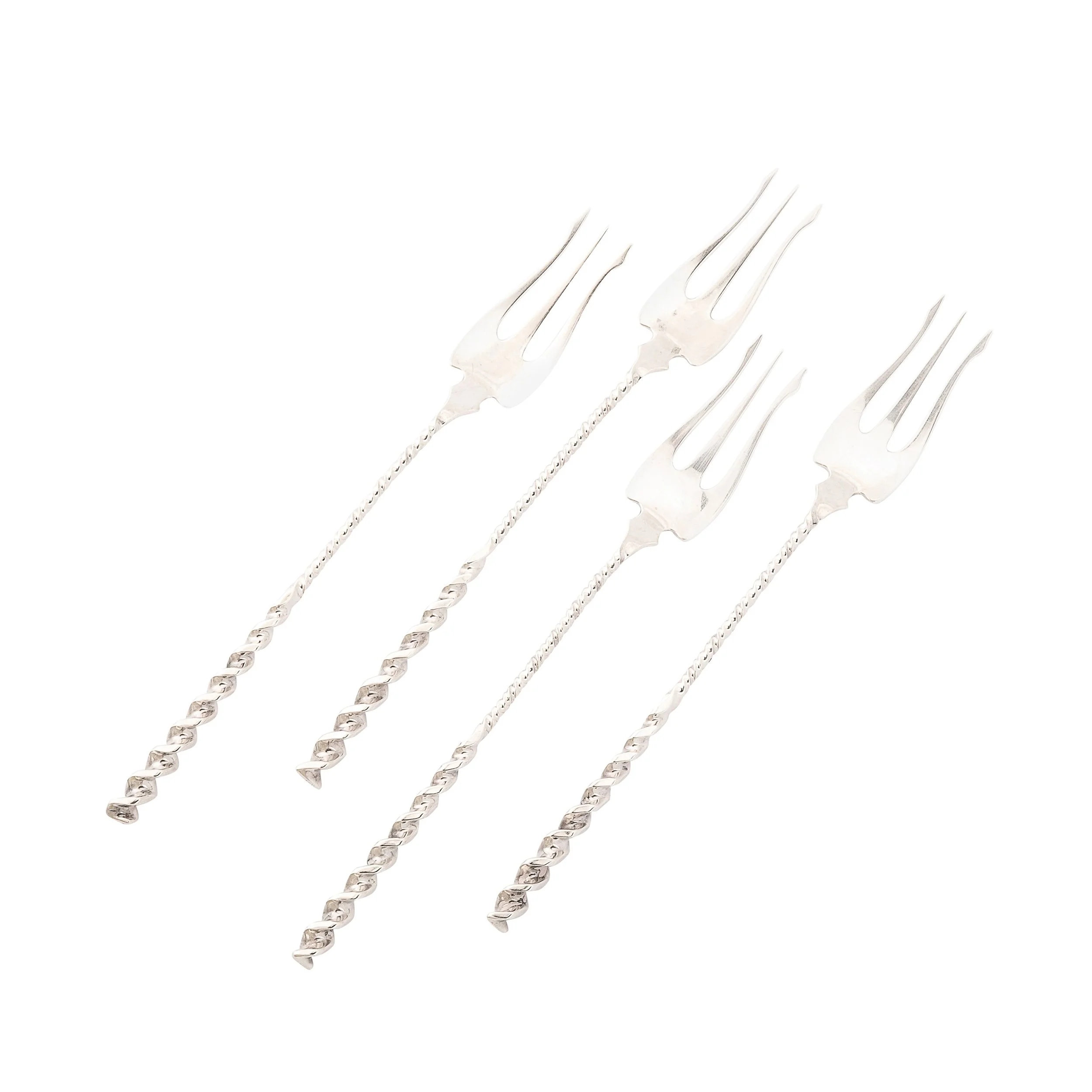 Set of 4 Arts & Crafts Sterling Silver Cocktail Forks by Whiting Manufacturing