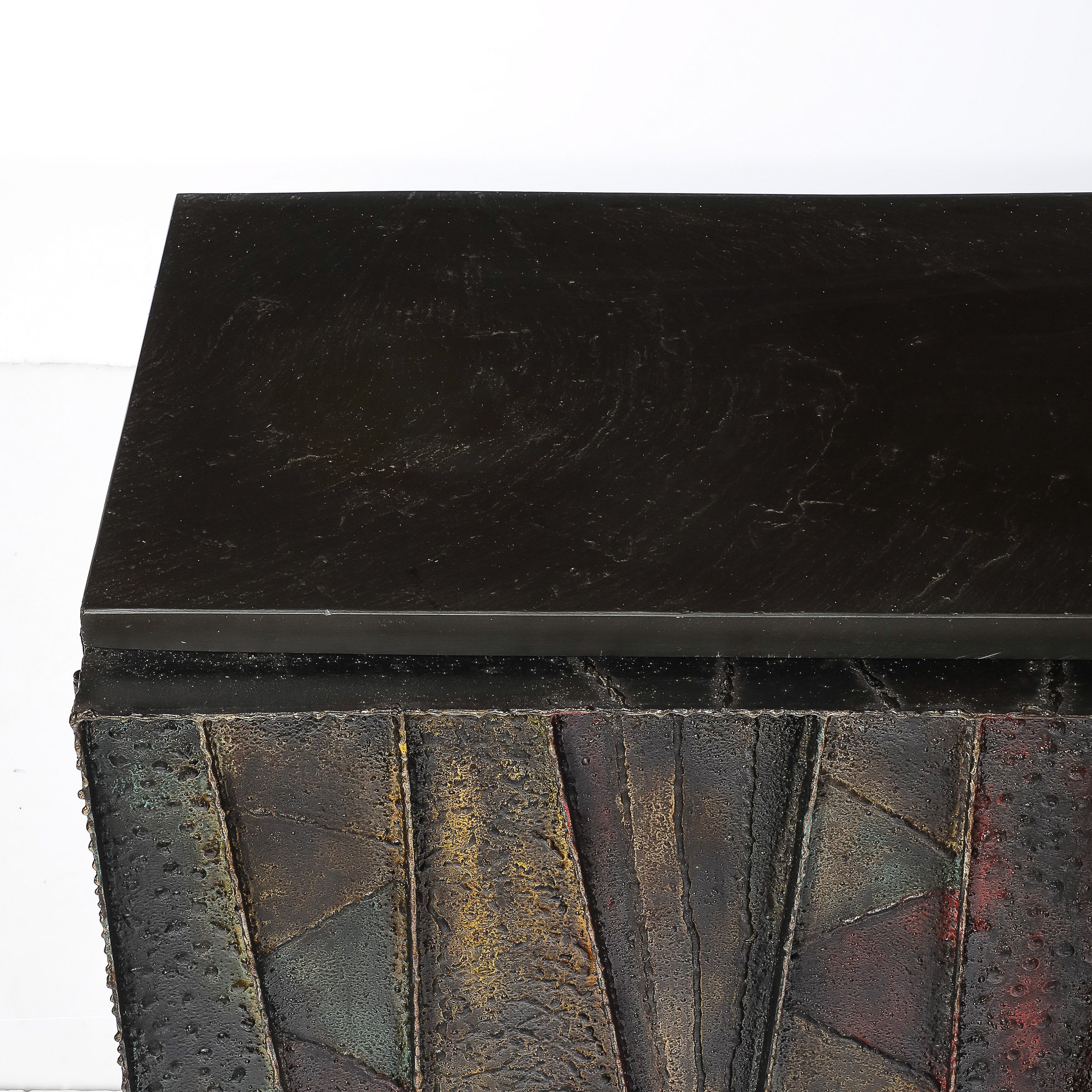 Mid-Century Brutalist Wall Mounted Patchwork Console Table Signed Paul Evans - High Style Deco 2.jpg