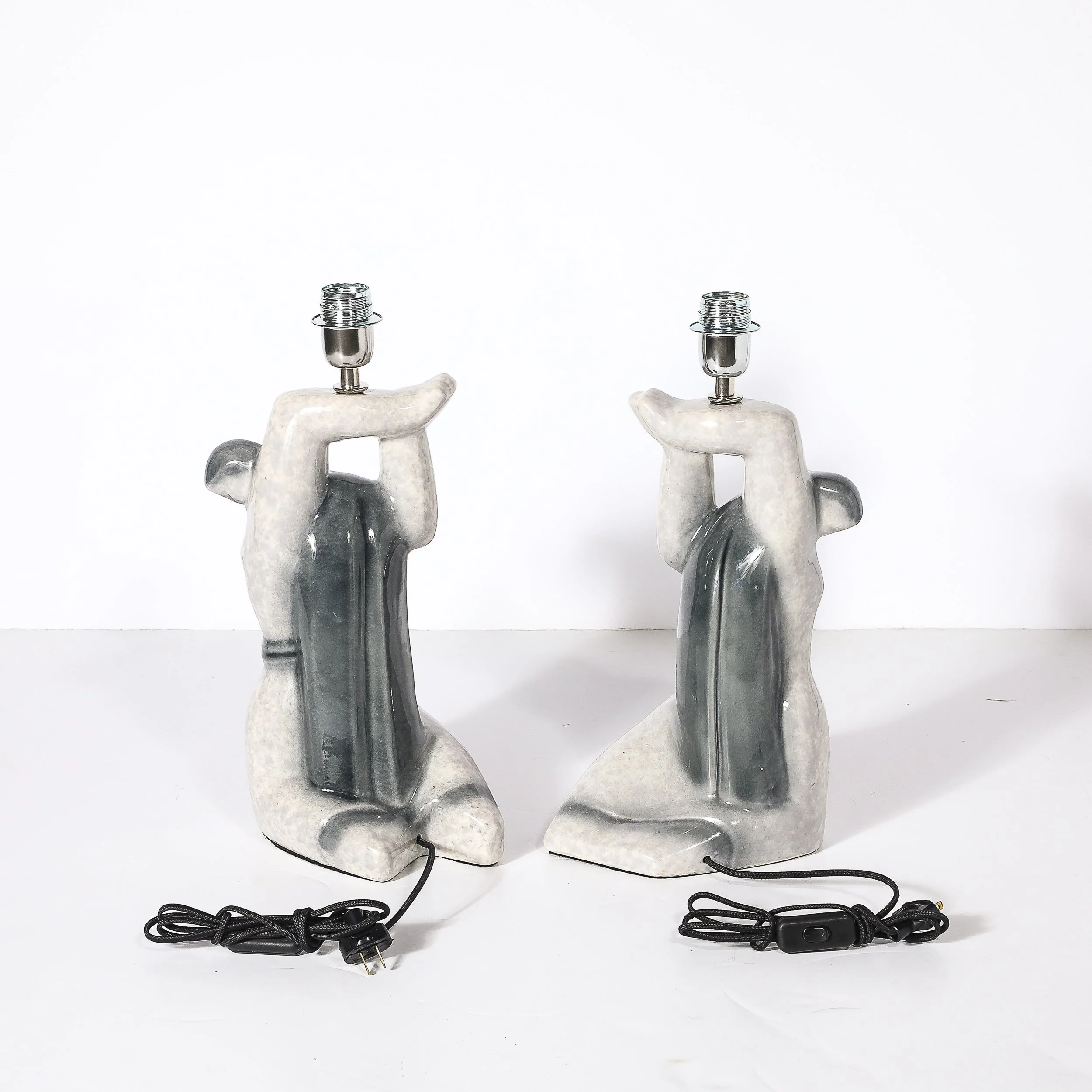 Pair of Mid-Century Modernist Abstract Figural Ceramic Table Lamps - High Style Deco 5.jpg